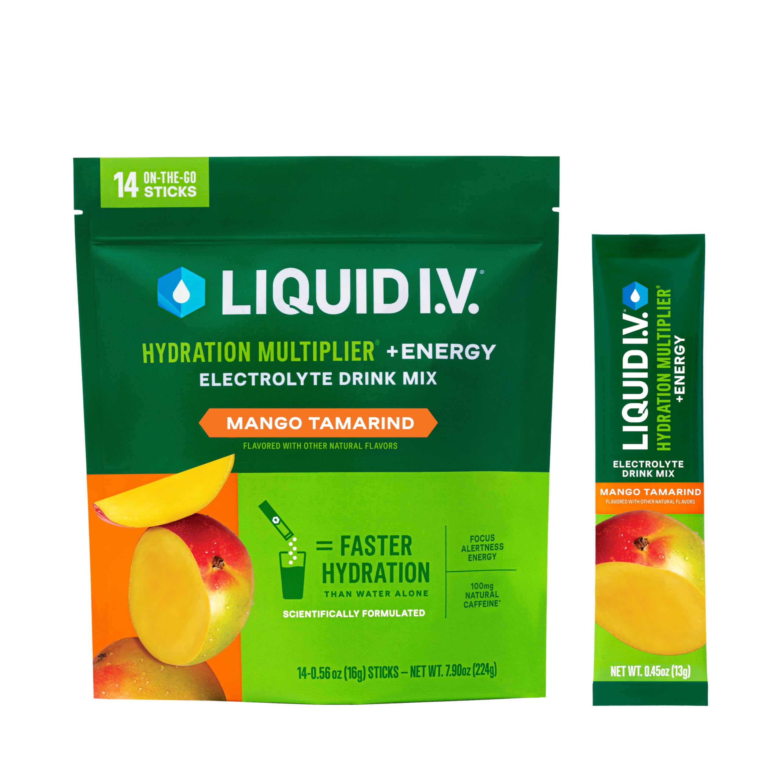 Liquid I.V.® Hydration Multiplier +Energy - Mango Tamarind | Electrolyte Powder Drink Mix | 1 Pack (14 Servings) Liquid I.V. uk supplements