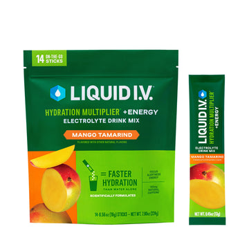 Liquid I.V.® Hydration Multiplier +Energy - Mango Tamarind | Electrolyte Powder Drink Mix | 1 Pack (14 Servings) Liquid I.V. uk supplements