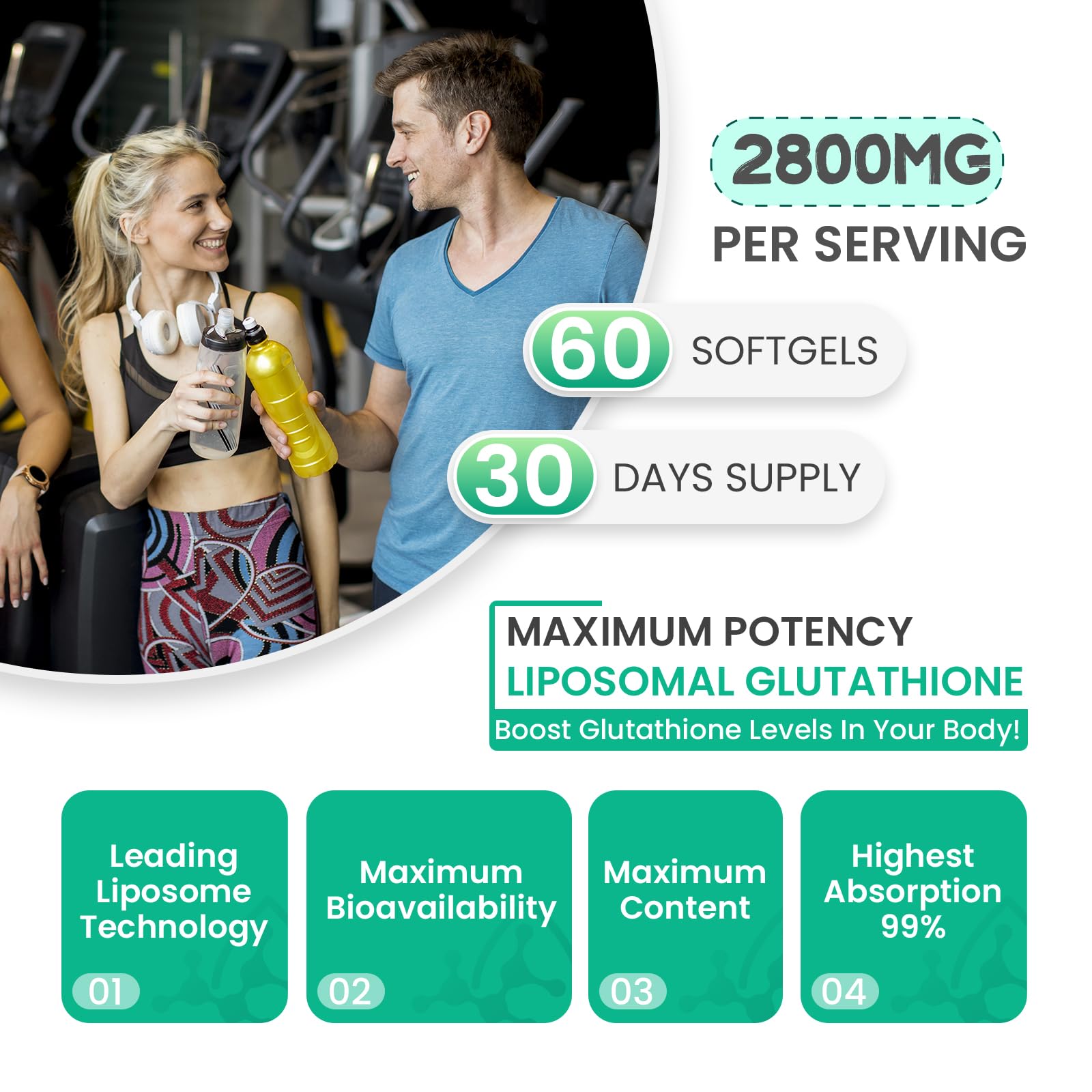 inGreens 2800 MG Liposomal Glutathione Supplement, Detoxifying & Immune, Aging Defense, Energy, Glutathione Unique Formulation Reduced inGreens uk supplements