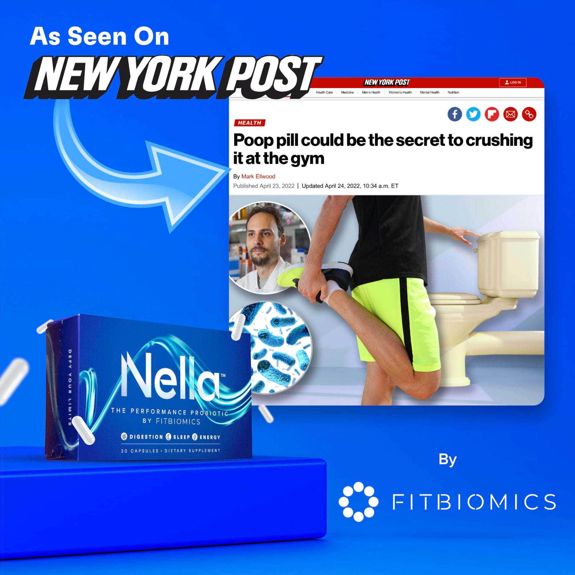 FITBIOMICS Nella Gut Health Supplements for Women & Men (30 Capsules) FITBIOMICS uk supplements