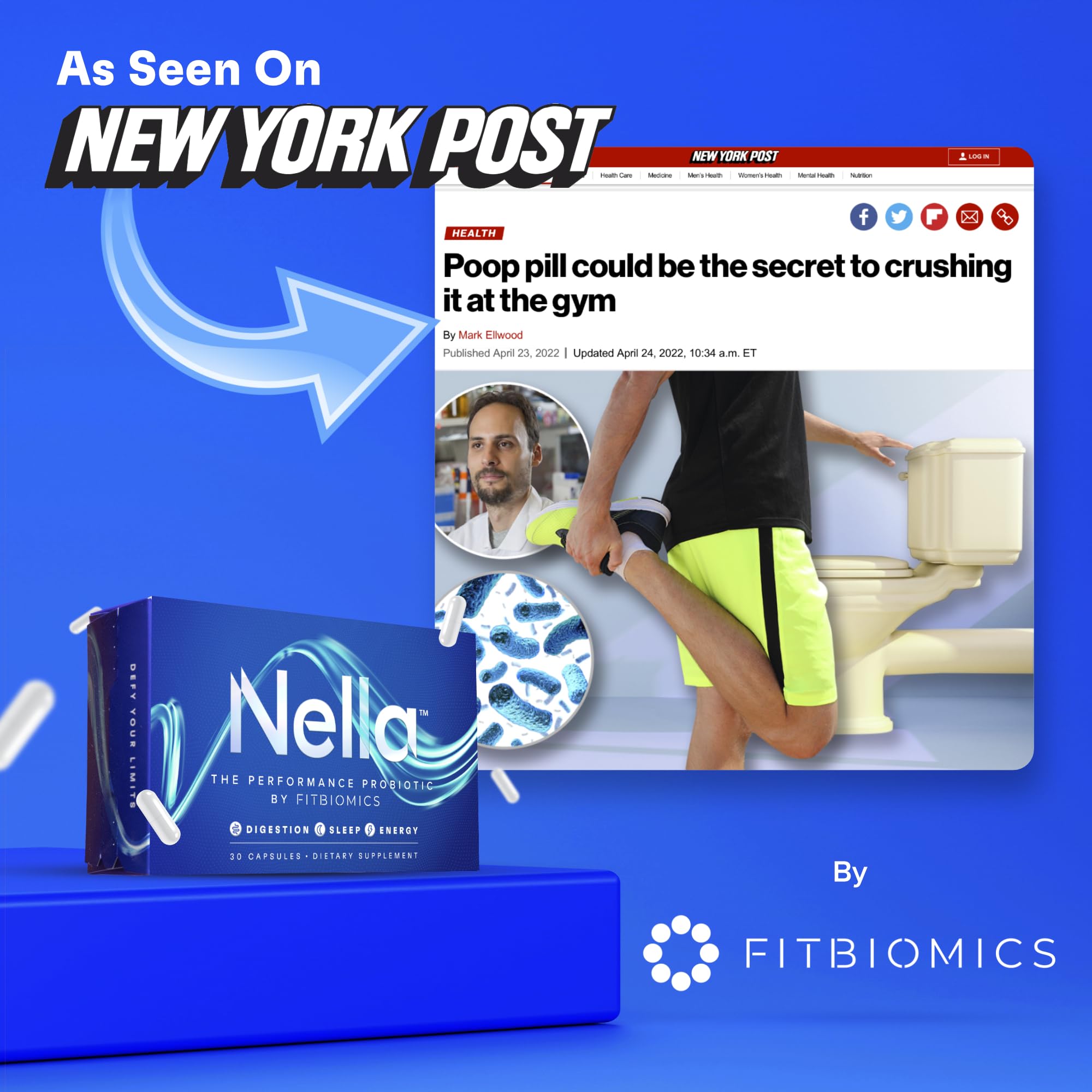 FITBIOMICS Nella Gut Health Supplements for Women & Men (30 Capsules) FITBIOMICS uk supplements