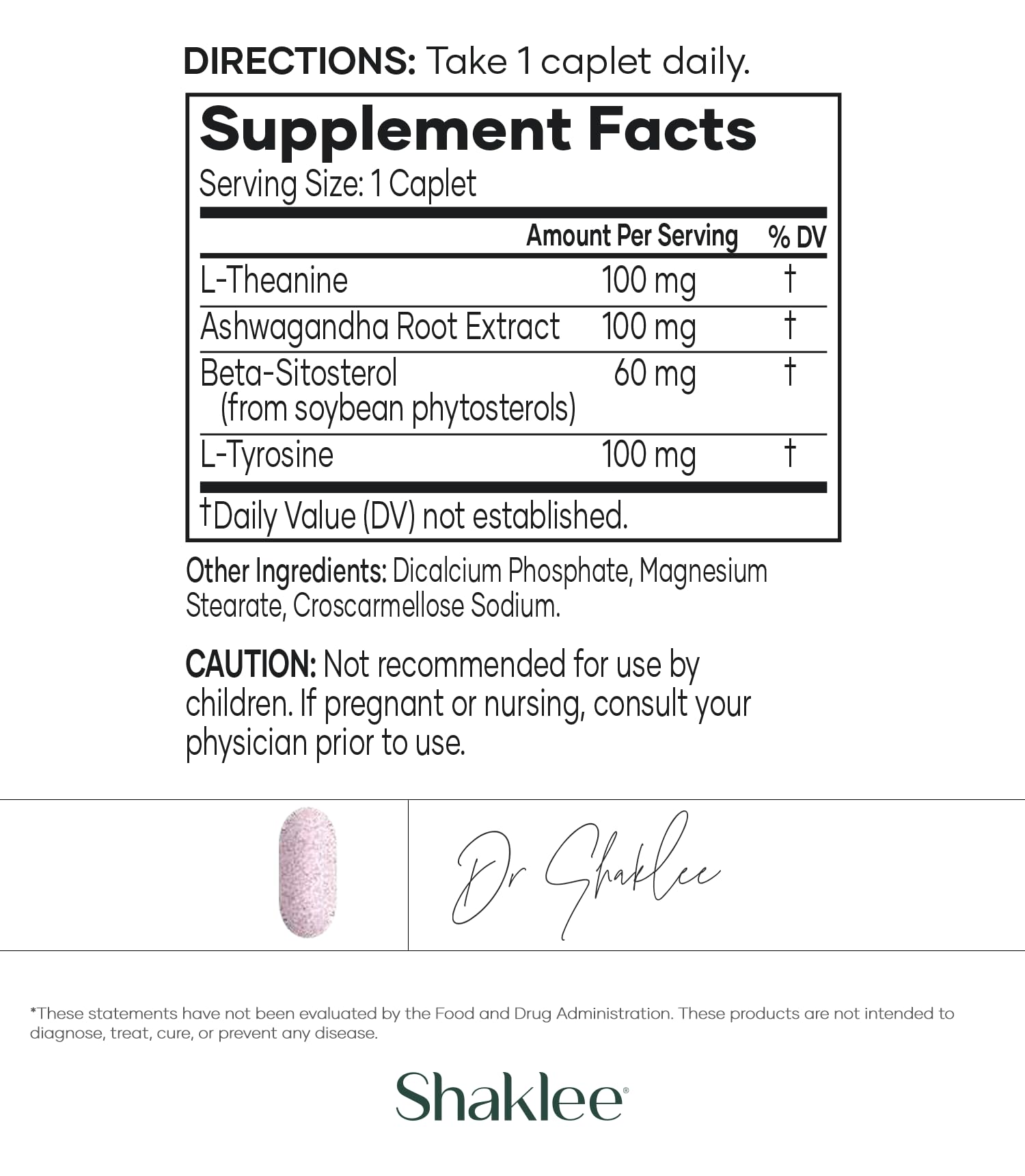 Shaklee - Stress Relief Complex - Calming Blend of L-theanine, Ashwagandha, Beta-sitosterol, and L-tyrosine - Promotes Relaxation without Drowsiness - 1 Caplet Daily - Adults Supplement - 30 Caplets Shaklee uk supplements