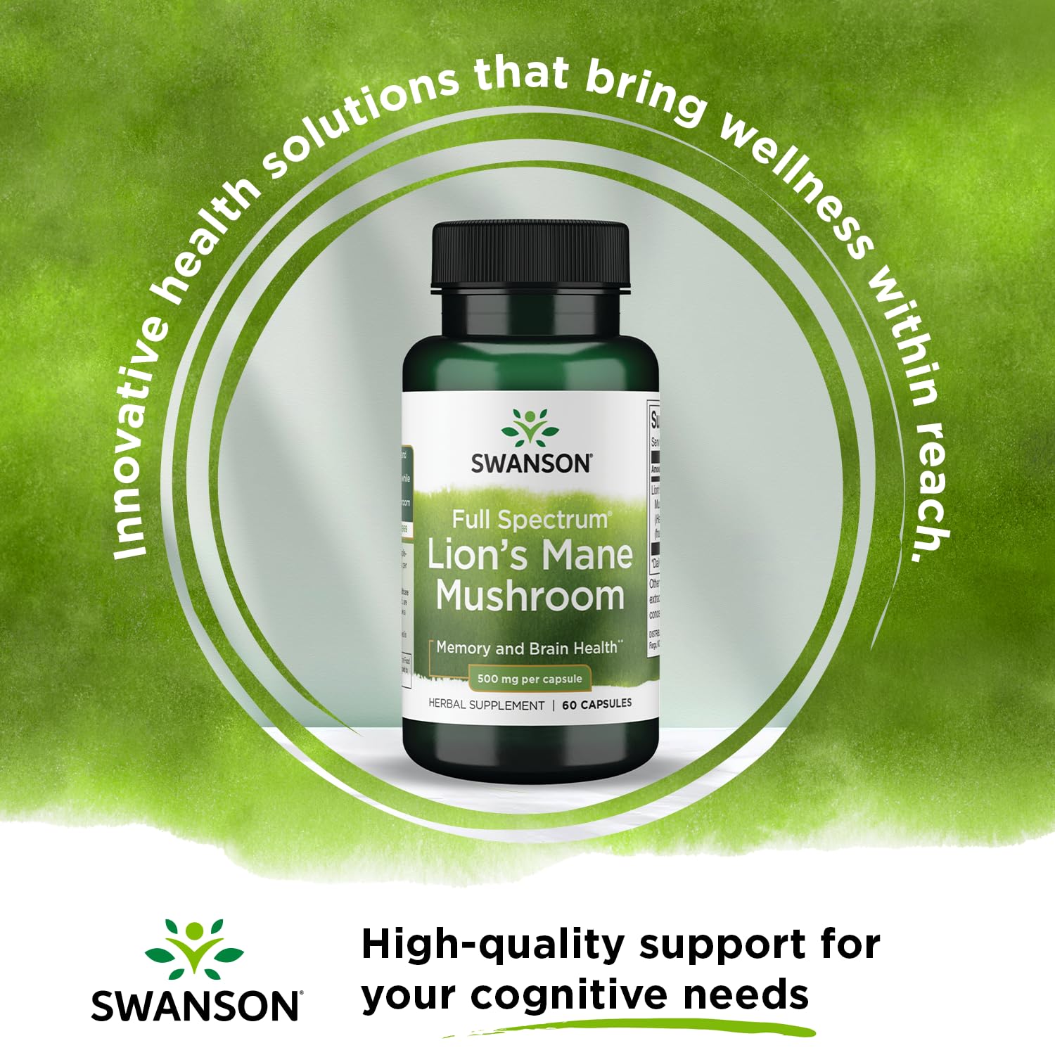 Swanson Lion's Mane Mushroom Capsules - 500 mg Each, 60 Capsules Swanson uk supplements
