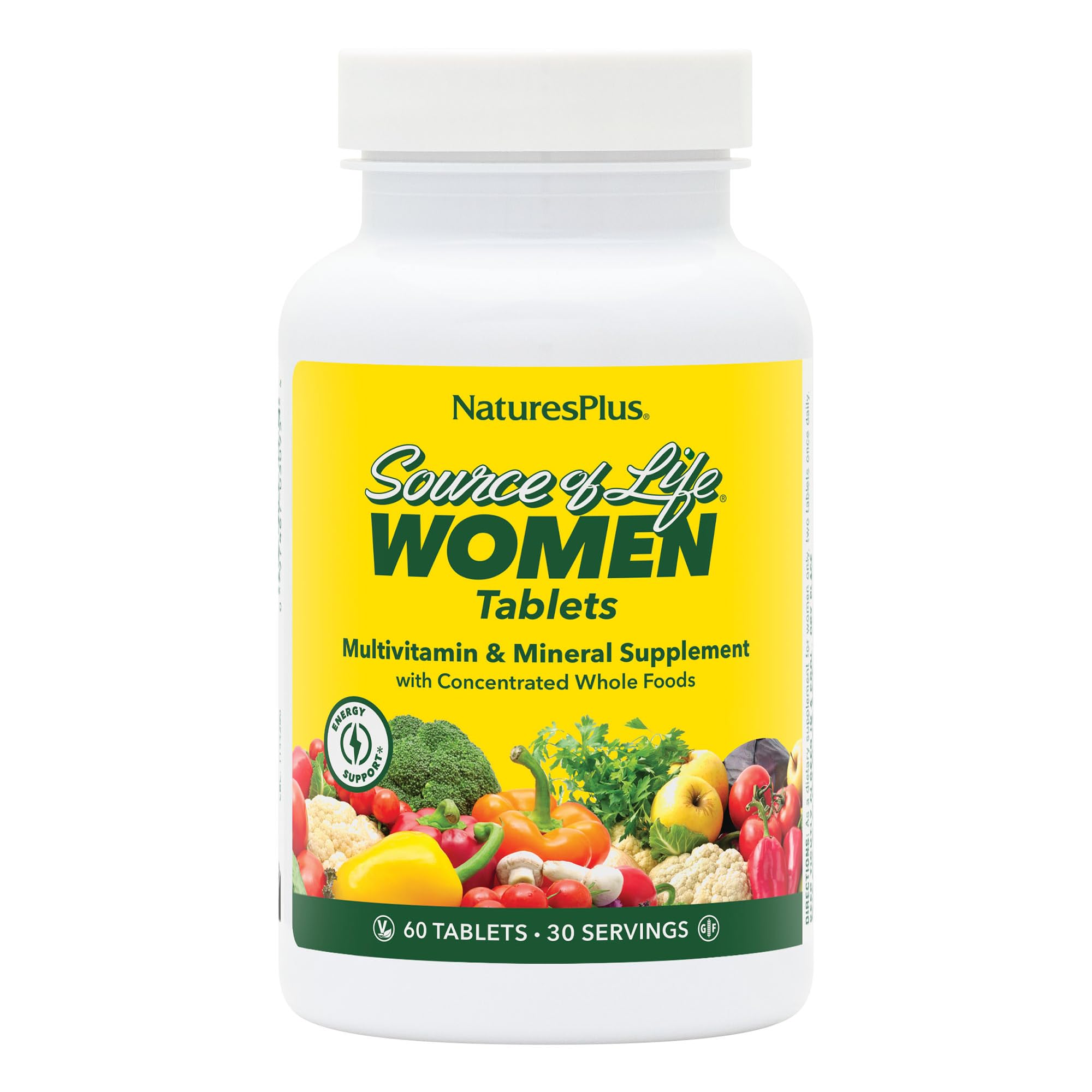 NaturesPlus Source of Life Women - 60 Tablets - Multivitamin & Mineral Supplement - with Iron, Calcium, Folate & Lutein - Gluten Free, Vegetarian - 30 Servings NaturesPlus uk supplements