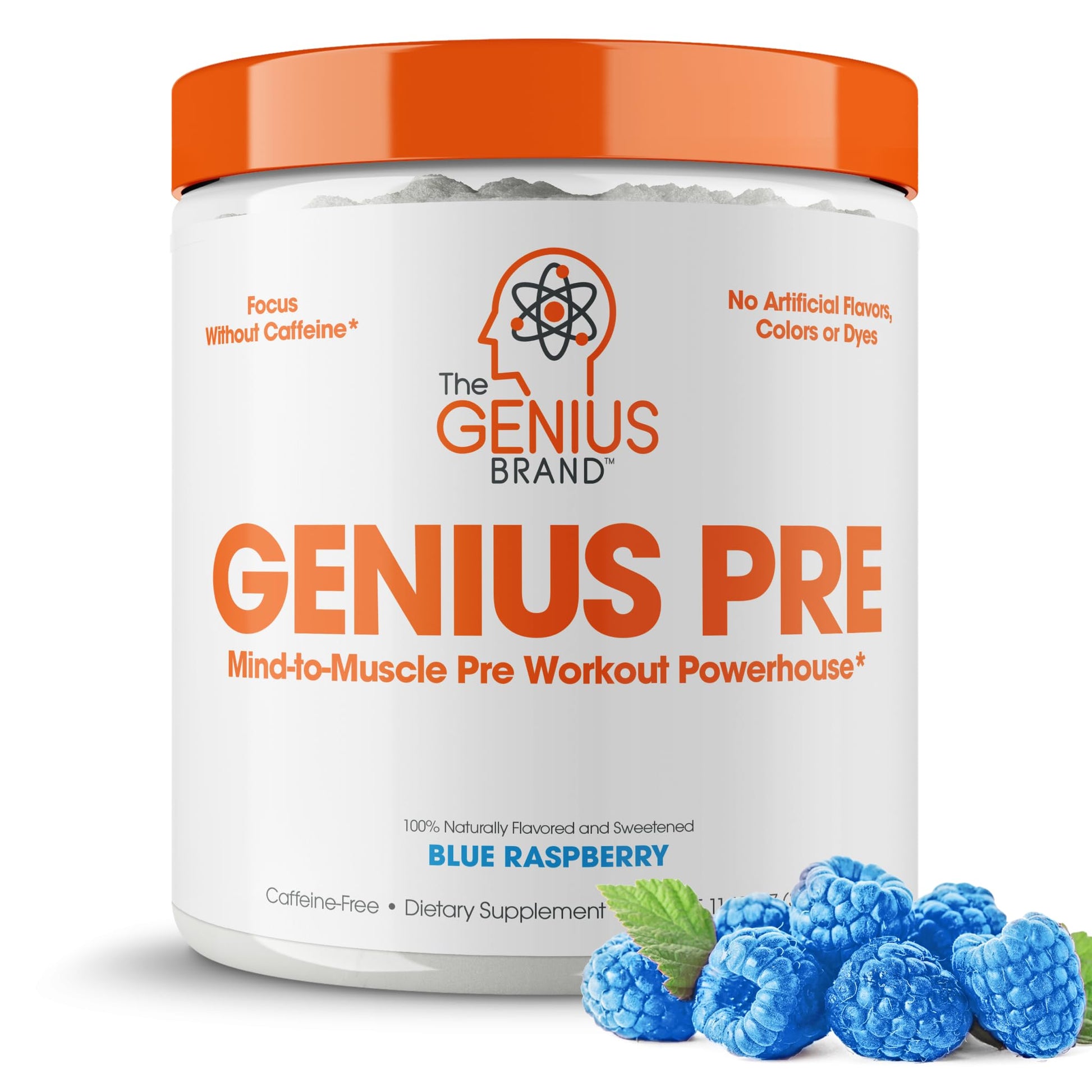 Genius Pre Workout Powder, Blue Raspberry - All-Natural Nootropic Pre-workout & Caffeine The Genius Brand uk supplements