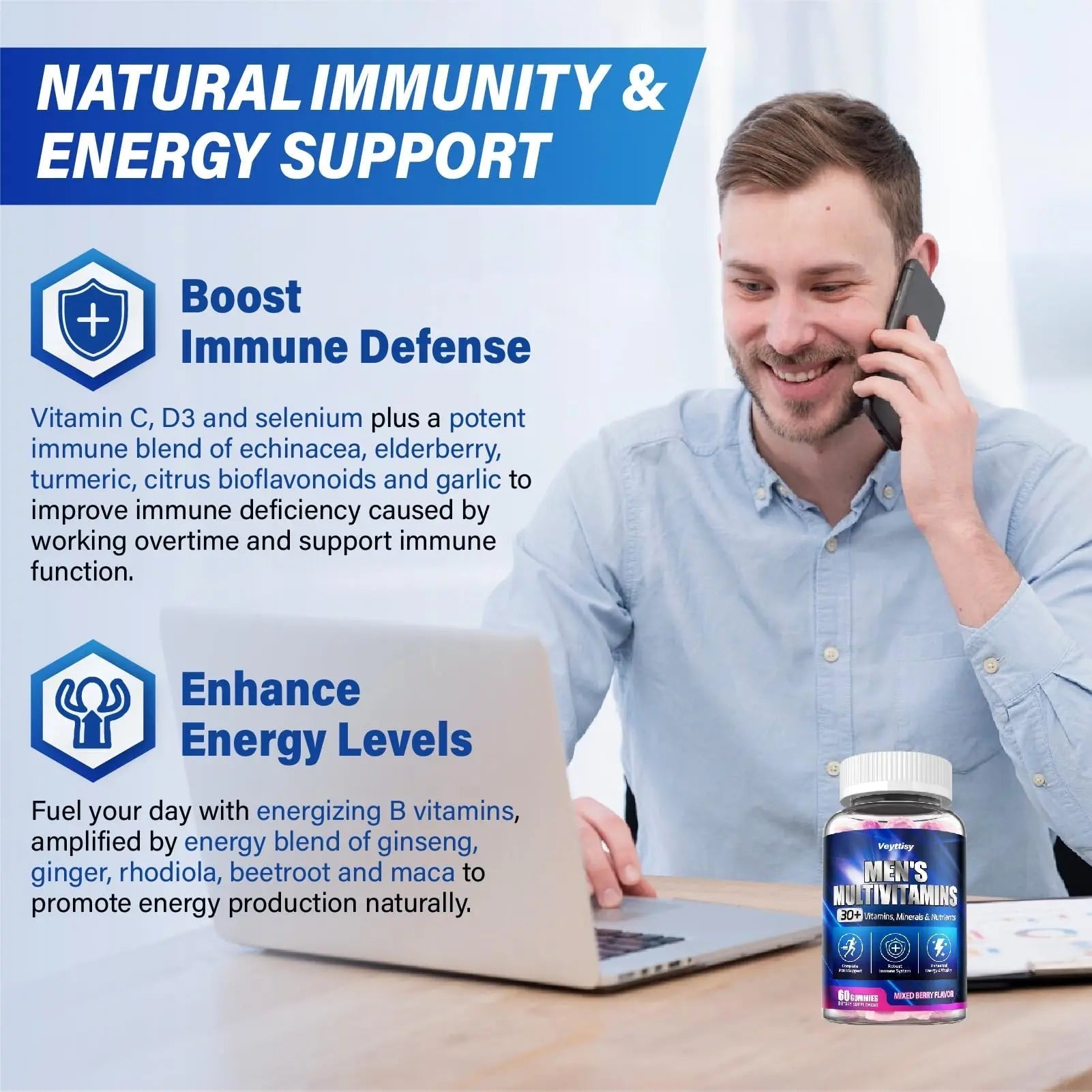 Methylated Multivitamin Gummies for Men - Mens Multivitanins Gummy with Vitamins A C D K E, Methylated Folate, B Complex Veyttisy uk supplements