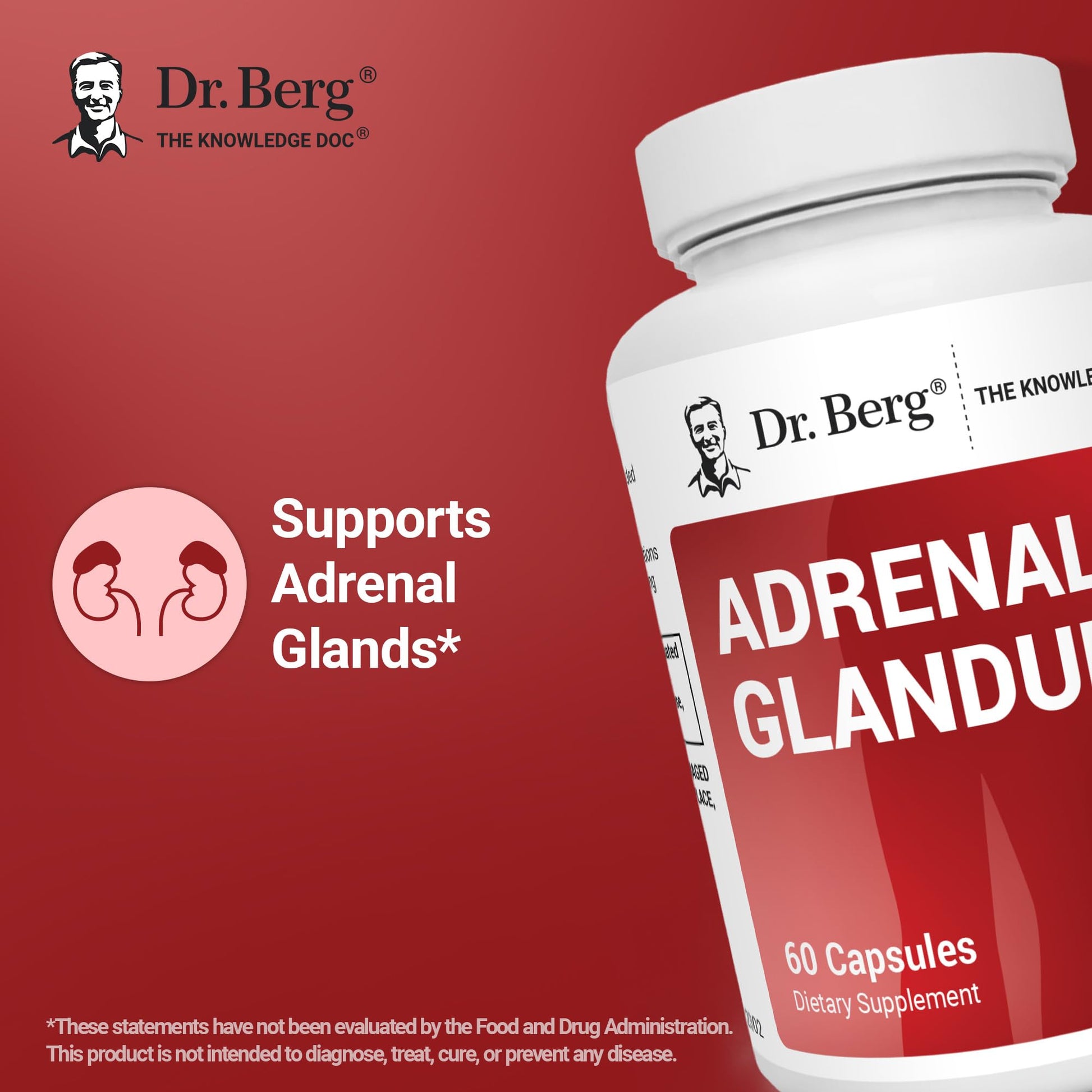 Dr. Berg Adrenal Glandular - Hormone Balance Formula That Supports Healthy Adrenal Function - Adrenal Support Supplement - 60 Capsules Dr. Berg Nutritionals uk supplements
