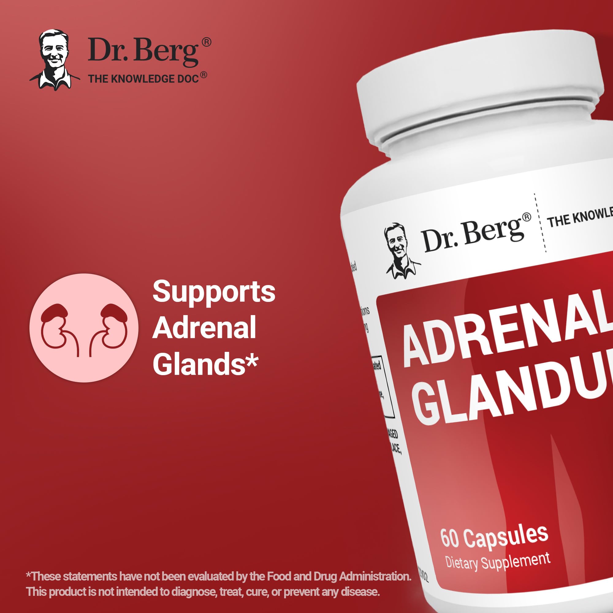 Dr. Berg Adrenal Glandular - Hormone Balance Formula That Supports Healthy Adrenal Function - Adrenal Support Supplement - 60 Capsules Dr. Berg Nutritionals uk supplements