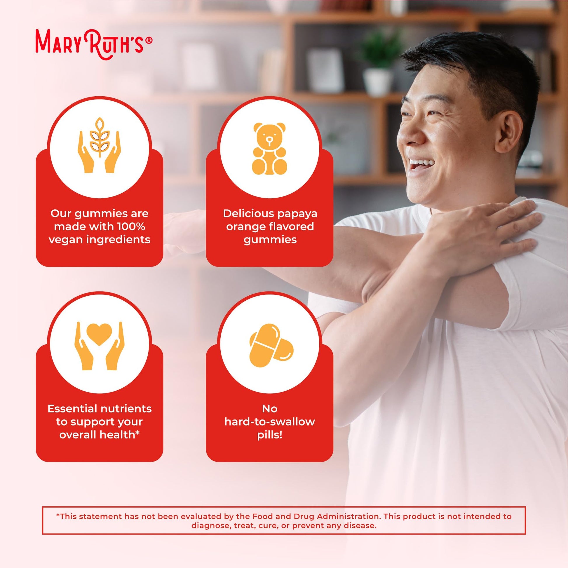 MaryRuth's Multivitamin Gummies for Men | Vitamin A, C, D, E, B6, B12, Biotin, Zinc | Energy Metabolism | Immunity | Bone Health | Cellular Health | Vegan | Non-GMO | Gluten & Sugar Free | 60 Count MARYRUTH'S uk supplements