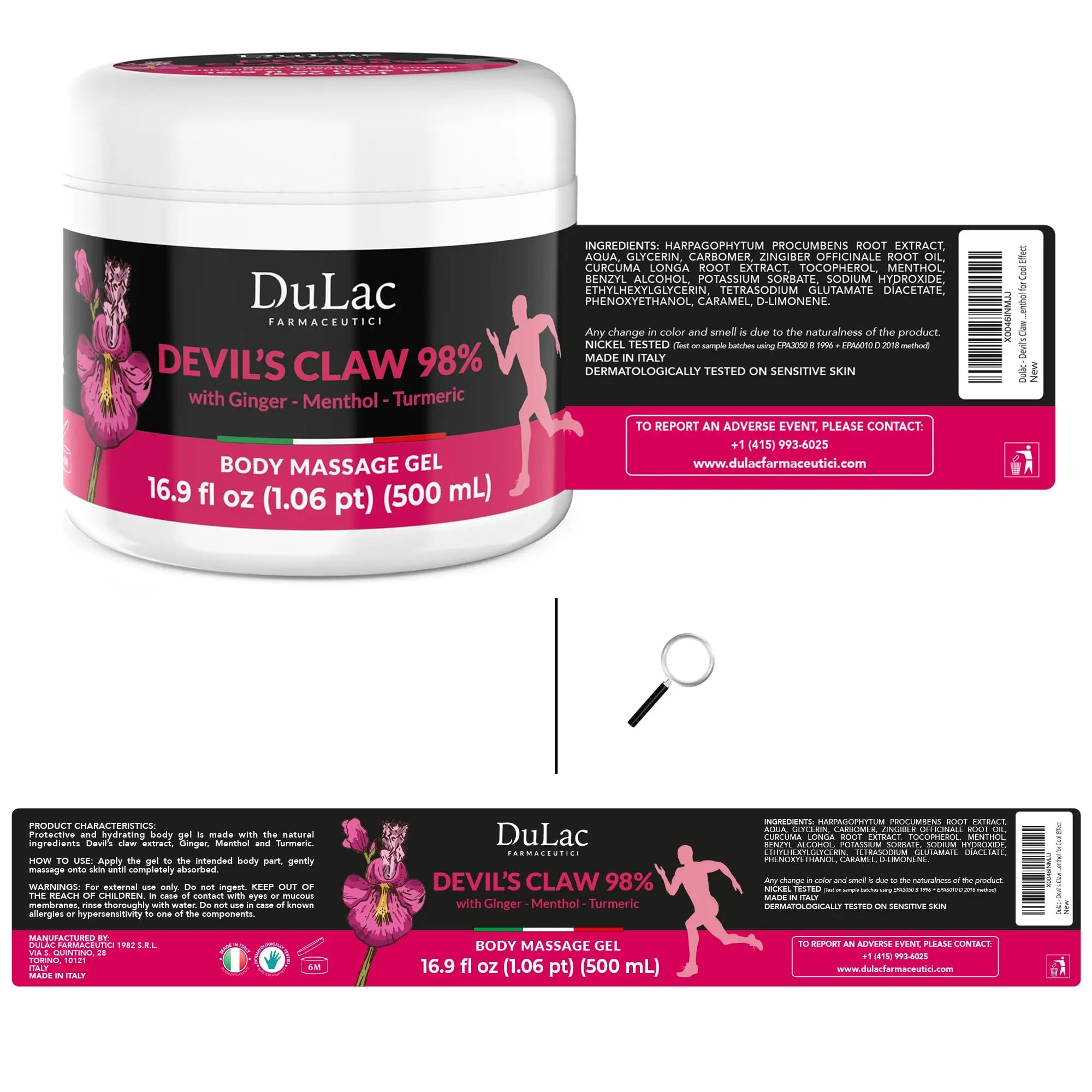 Dulac - Devil's Claw 98% Cream Maximum Strength 16.9 Fl Oz, Natural Joint and Muscle Comfort Cream, Enriched with Menthol for Cool Effect DULÀC FARMACEUTICI 1982 uk supplements