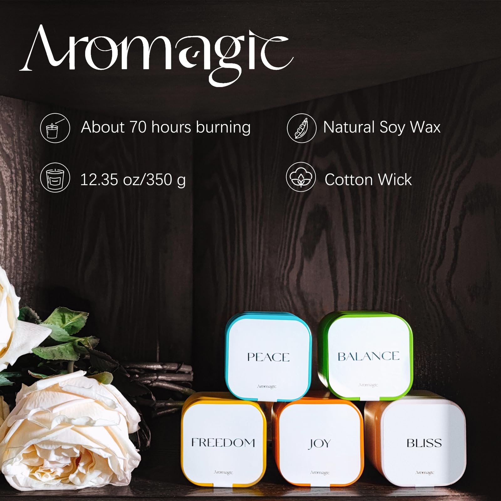 Aromagic 5 Pack Scented Candles Gift Set,Jar Candles Valentine's Day Gifts for Women aromagic uk supplements