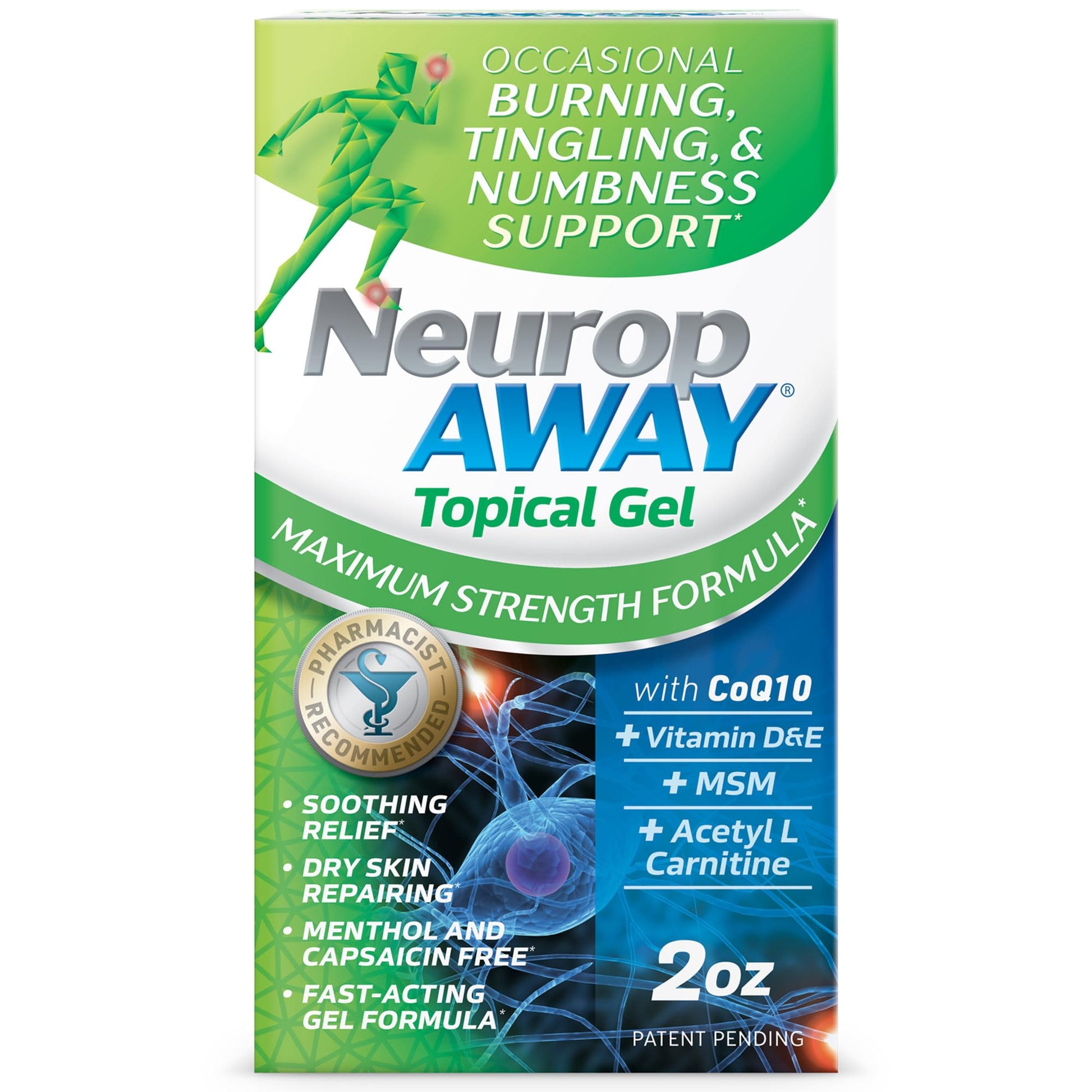 NeuropAWAY® Maximum Strength Gel, for Nerve discomfort, Burning, Tingling, and Numbness 2oz NeuropAWAY uk supplements