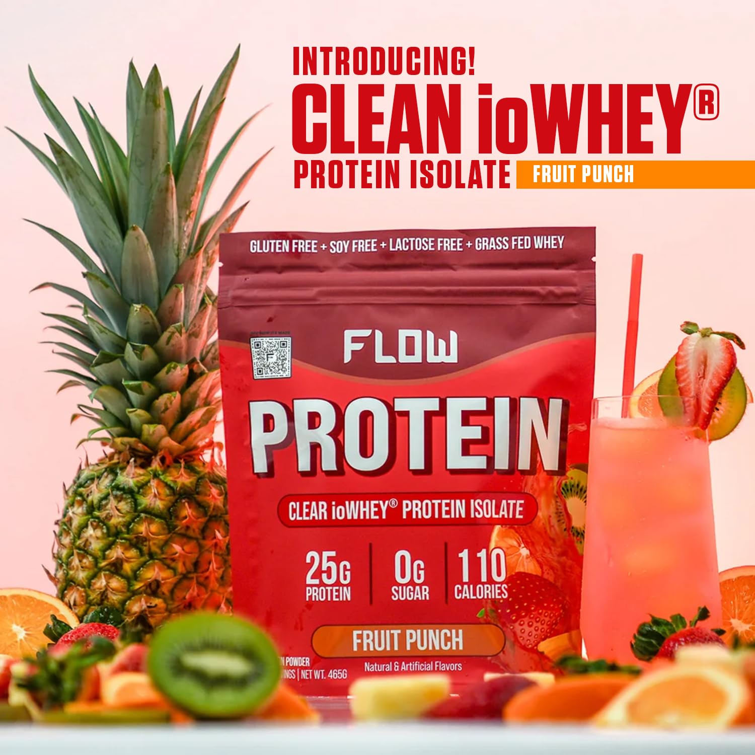 Flow Supps Clear Whey Isolate Protein Powder, Fruit Punch - 15 Servings, 25g Protein Flow Supplements uk supplements