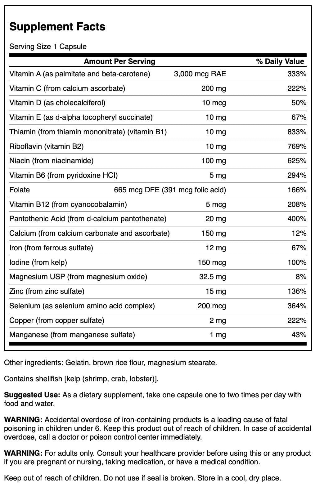 Swanson Multi and Mineral Daily Men's Women's Multivitamin Multimineral Health Supplement 100 Capsules (Caps) Swanson uk supplements