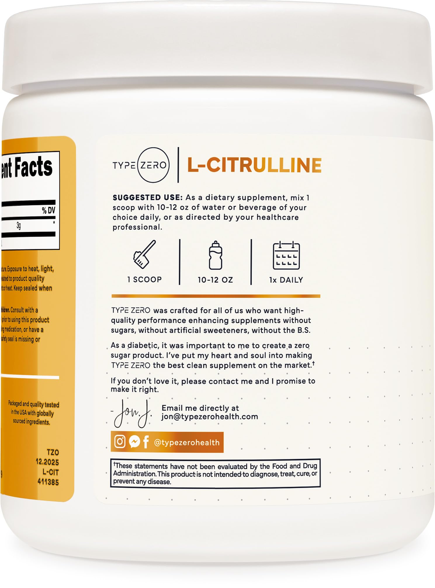 Type Zero L-Citrulline Base Powder, 3,000mg Per Serving - 100 Servings Type Zero uk supplements