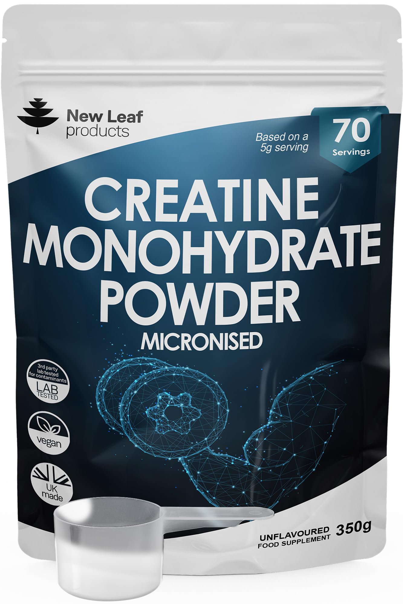 Creatine Monohydrate Powder 100% Pure Micronized Creatine - 350g Increased Absorption NEW LEAF PRODUCTS uk supplements