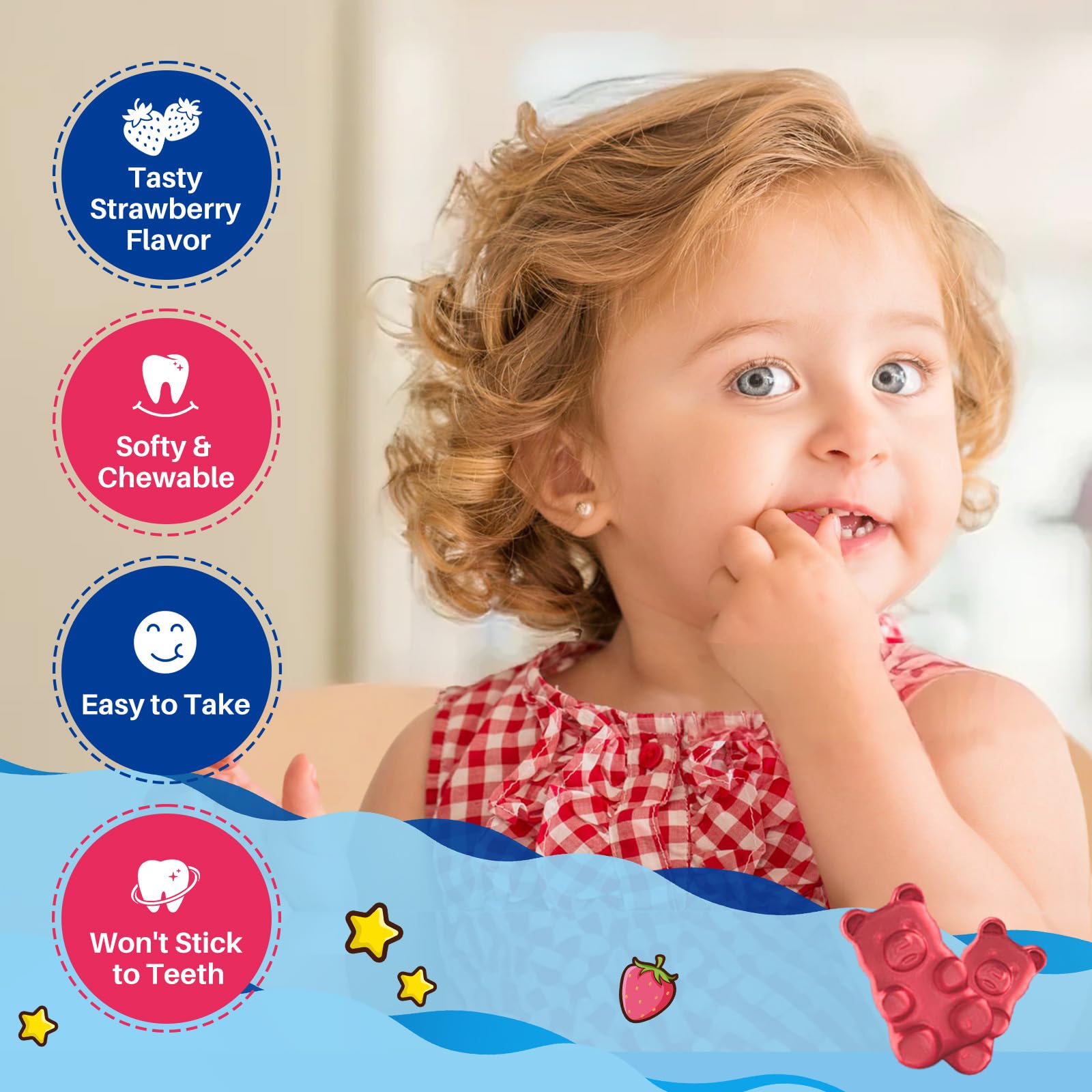 Magnesium Glycinate Gummies for Kids - with L-Theanine, Omega-3, Vitamin B6, D3, Zinc - Kids Magnesium Gummies for Sleep, Relaxation, Calm & Focus - Sugar Free Strawberry 60ct Hovika uk supplements
