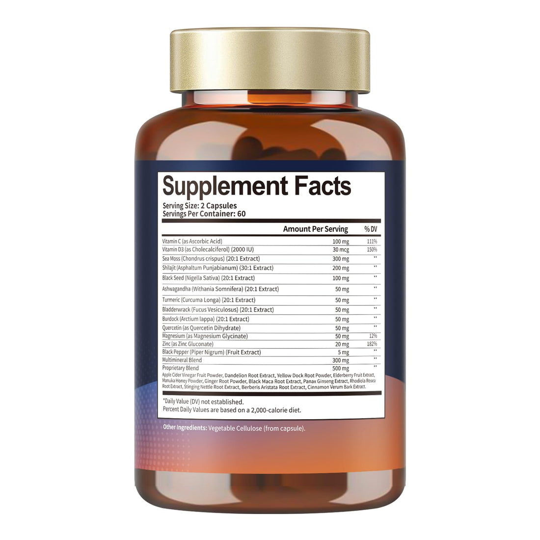 25-in-1 Sea Moss Black Seed Oil Ashwagandha Ginger Shilajit Supplement, Sea Moss Capsules Pro with Bladder Burdock Ceylon Cinnamon Berberine ACV Manuka VIT C & D3 for Men Women, 120 Vegan Caps Totaria uk supplements