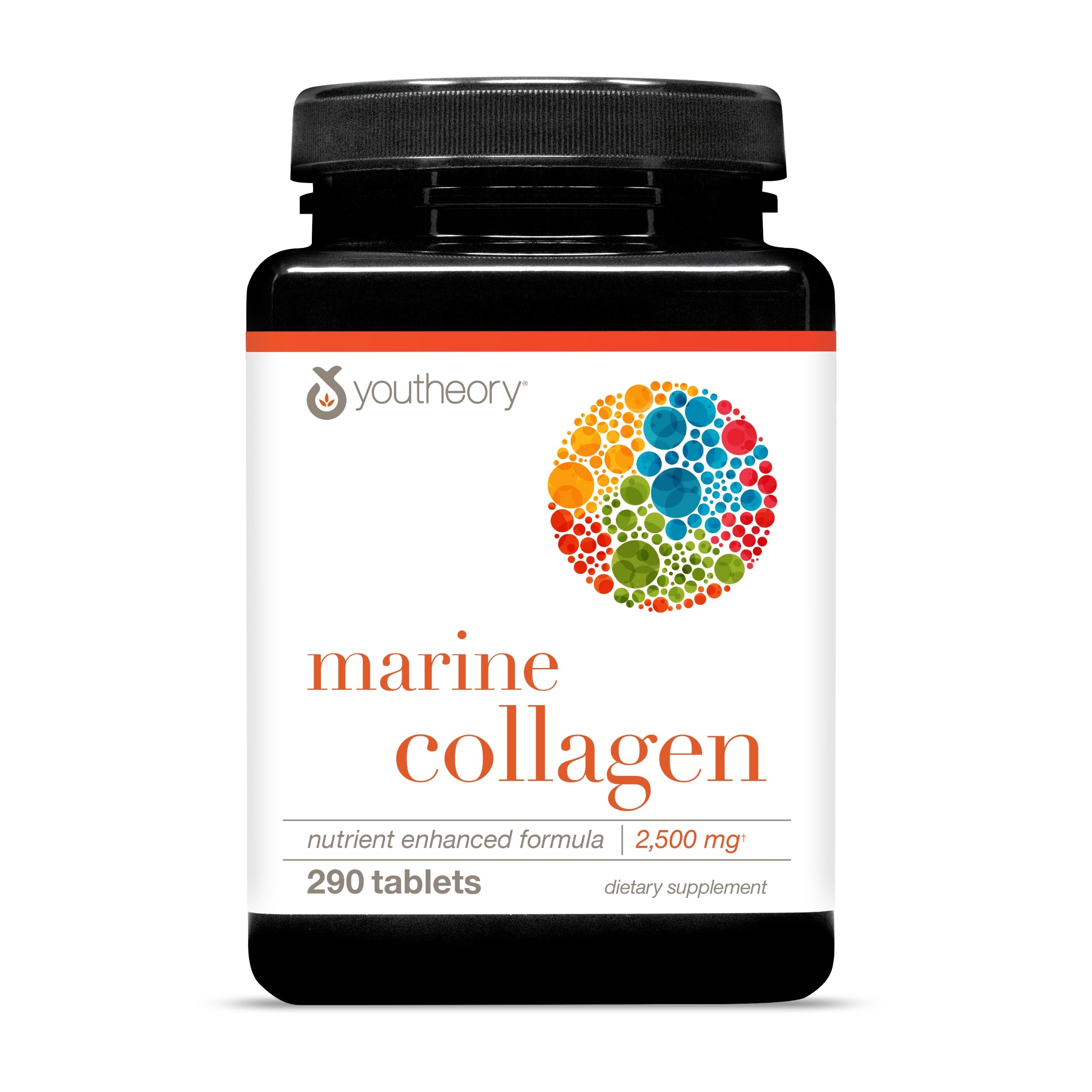 Youtheory Marine Collagen Tablets - 2,500 mg Fish-Sourced Collagen Peptides- with Vitamins A, C, E, B6 & B12 - Supports Joint & Nail Health* - Highly Absorbable - 290 Tablets (58-Day Supply) Youtheory uk supplements