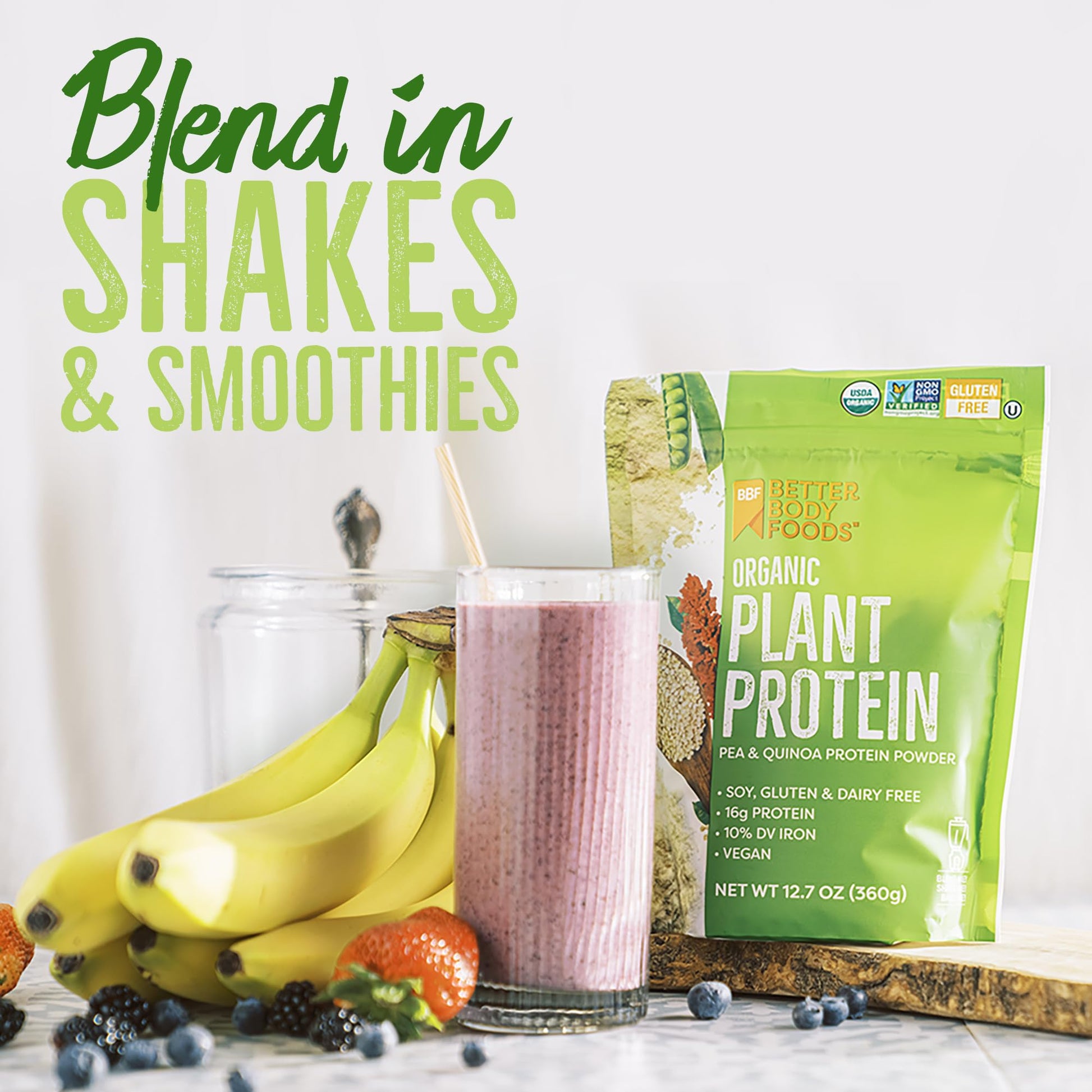BetterBody Foods Organic Plant Based Protein Powder, 16g of Protein 24% DV, Vegan, Low Net Carbs, Gluten Free, Dairy Free, No Sugar Added, Soy Free, Non-GMO, 12.7 Ounces BetterBody Foods uk supplements