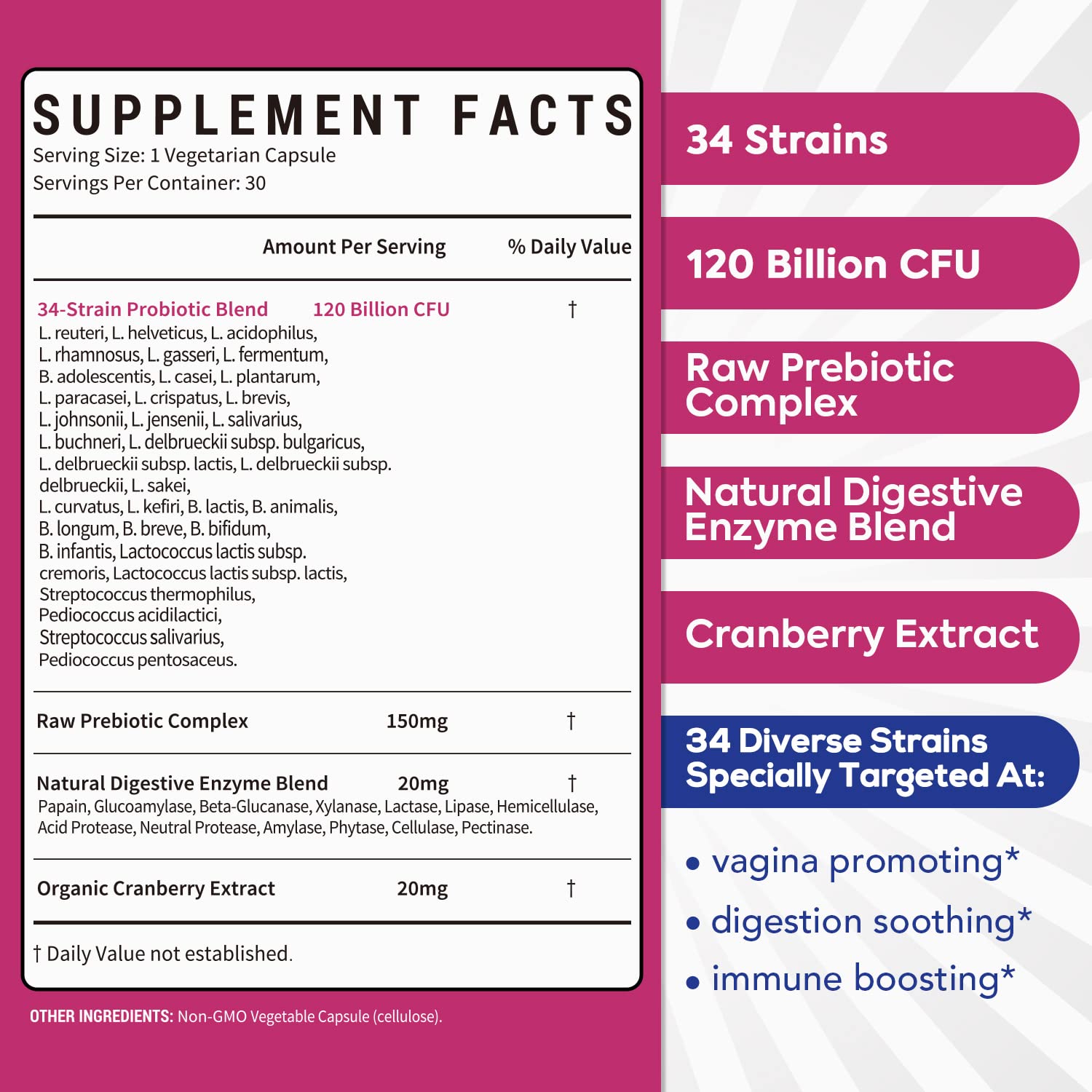 Surebounty Probiotics for Women, 120 Billion CFU 34 Strains, Prebiotics + Digestive Enzymes Surebounty uk supplements