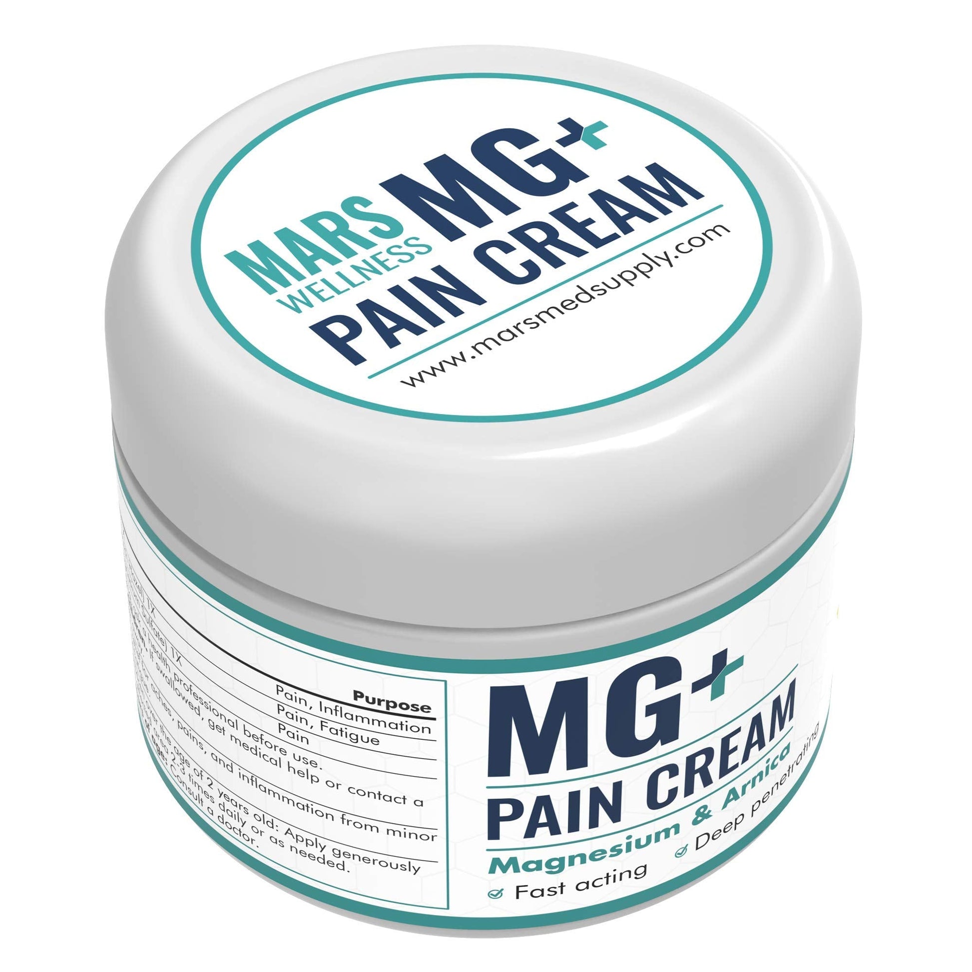 Mars Wellness MG+ Magnesium Cream Pain Relief - Extra Strength Magnesium and Arnica Cream - 4 OZ Tub - Neuropathy, Muscle Pain, and Leg Cramps Relief - 1 Pack MARS WELLNESS uk supplements
