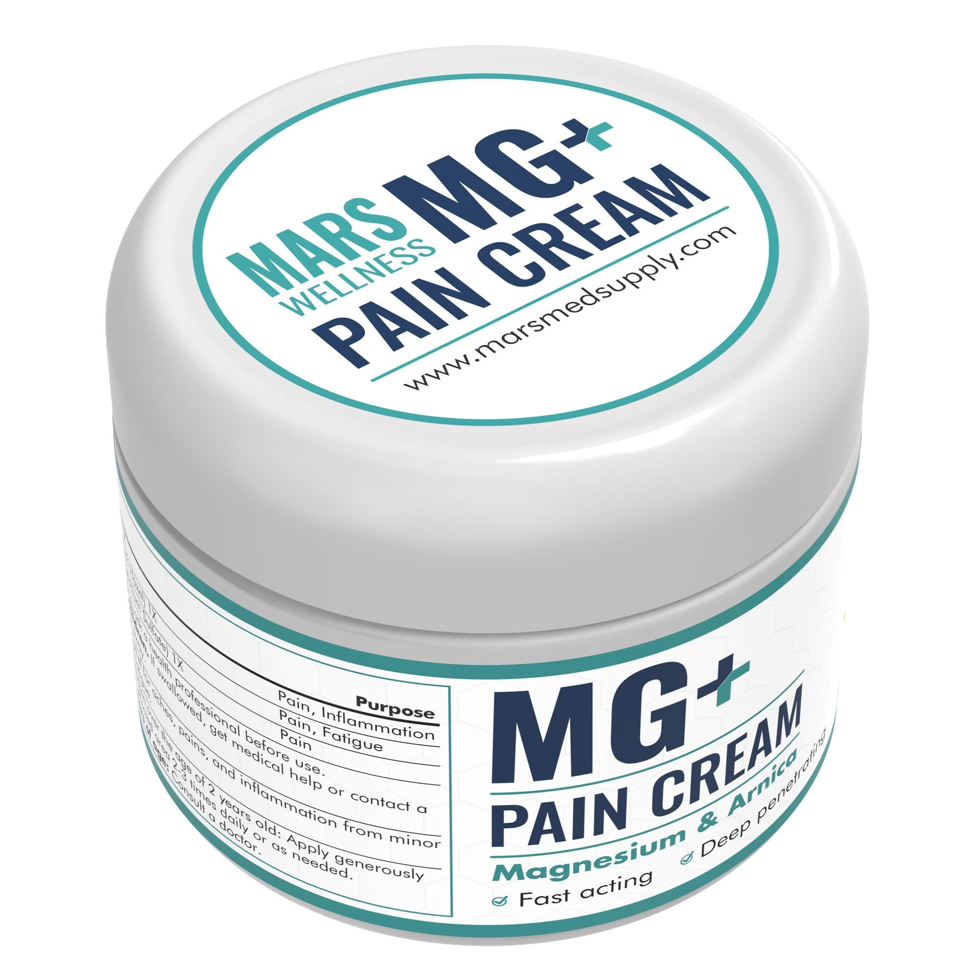 Mars Wellness MG+ Magnesium Cream Pain Relief - Extra Strength Magnesium and Arnica Cream - 4 OZ Tub - Neuropathy, Muscle Pain, and Leg Cramps Relief - 1 Pack MARS WELLNESS uk supplements
