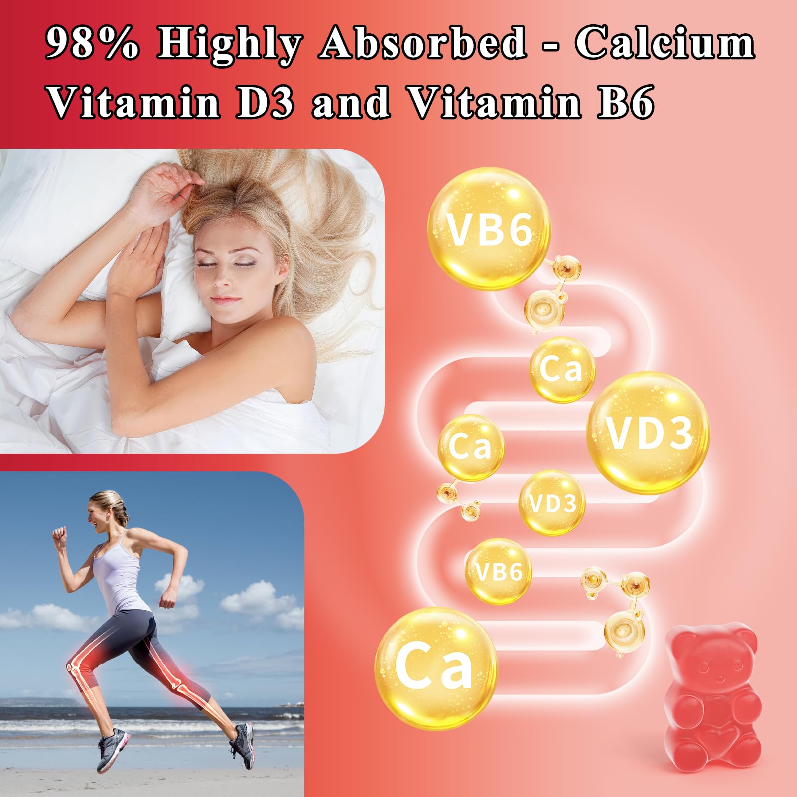 LETSCOL Magnesium Glycinate Gummies 800mg Per Serving, Sugar Free Magnesium Supplement with Magnesium Malate, Calcium, Vitamin D3, B6, CoQ10 for Calm Support & Zzz for Adults Kids LETSCOL uk supplements