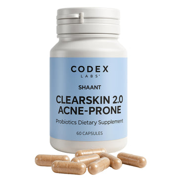 Codex Labs Shaant Clear Skin Supplement – 60 Vegan Capsules | Acne Probiotics with 9-Strain Blend, Green Tea EGCG & Guggul – Daily Support for Acne-Prone Skin & Clear Complexion Codex Labs uk supplements