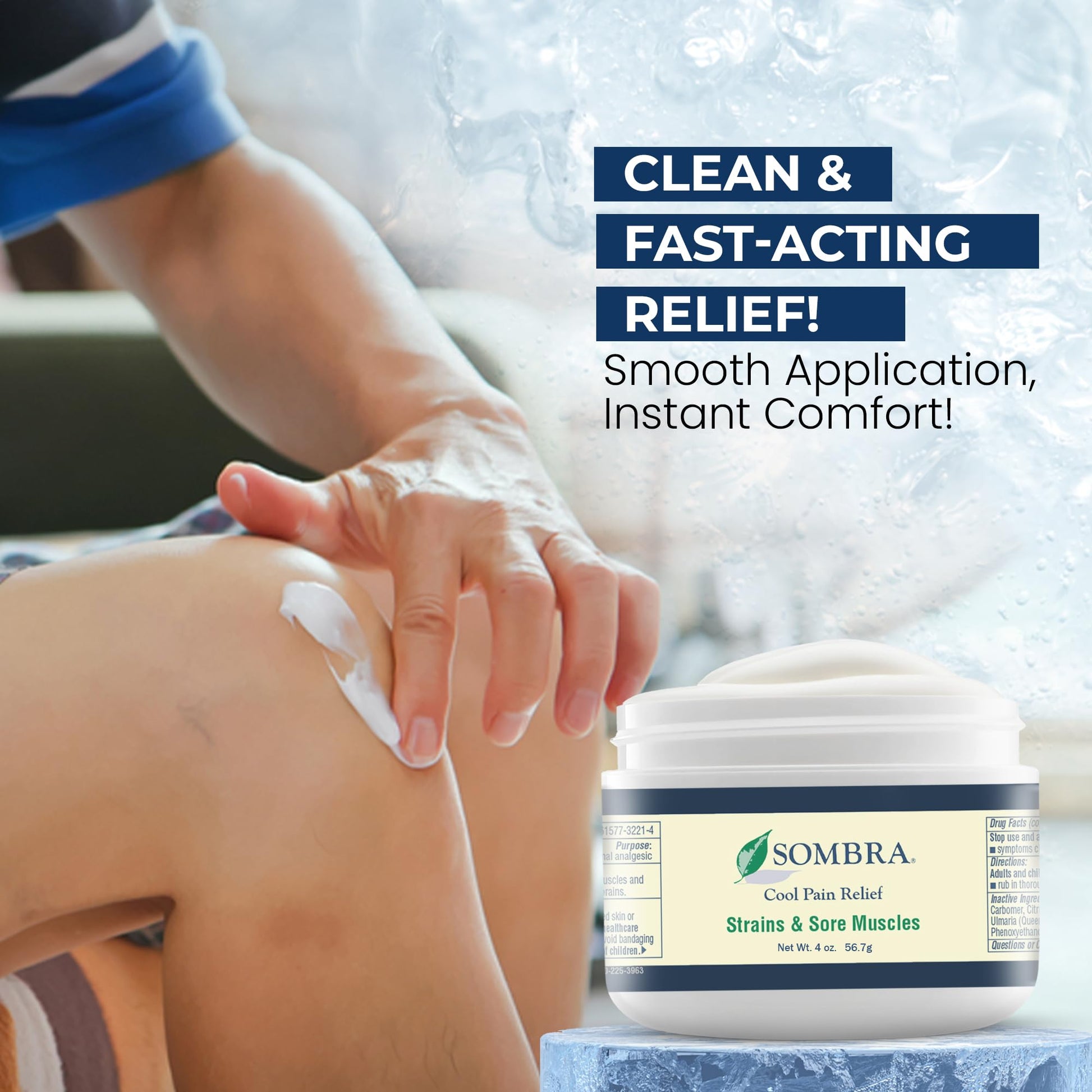 Sombra Original Cool Therapy Gel Cold Pain Relief for Swelling, Growing Pains, Soreness, Post-Workout, Vegan Formula Free of Artificial Fragrances, Dyes, NSAID, Wax, Petroleum, Alcohol - 4oz Jar Sombra uk supplements