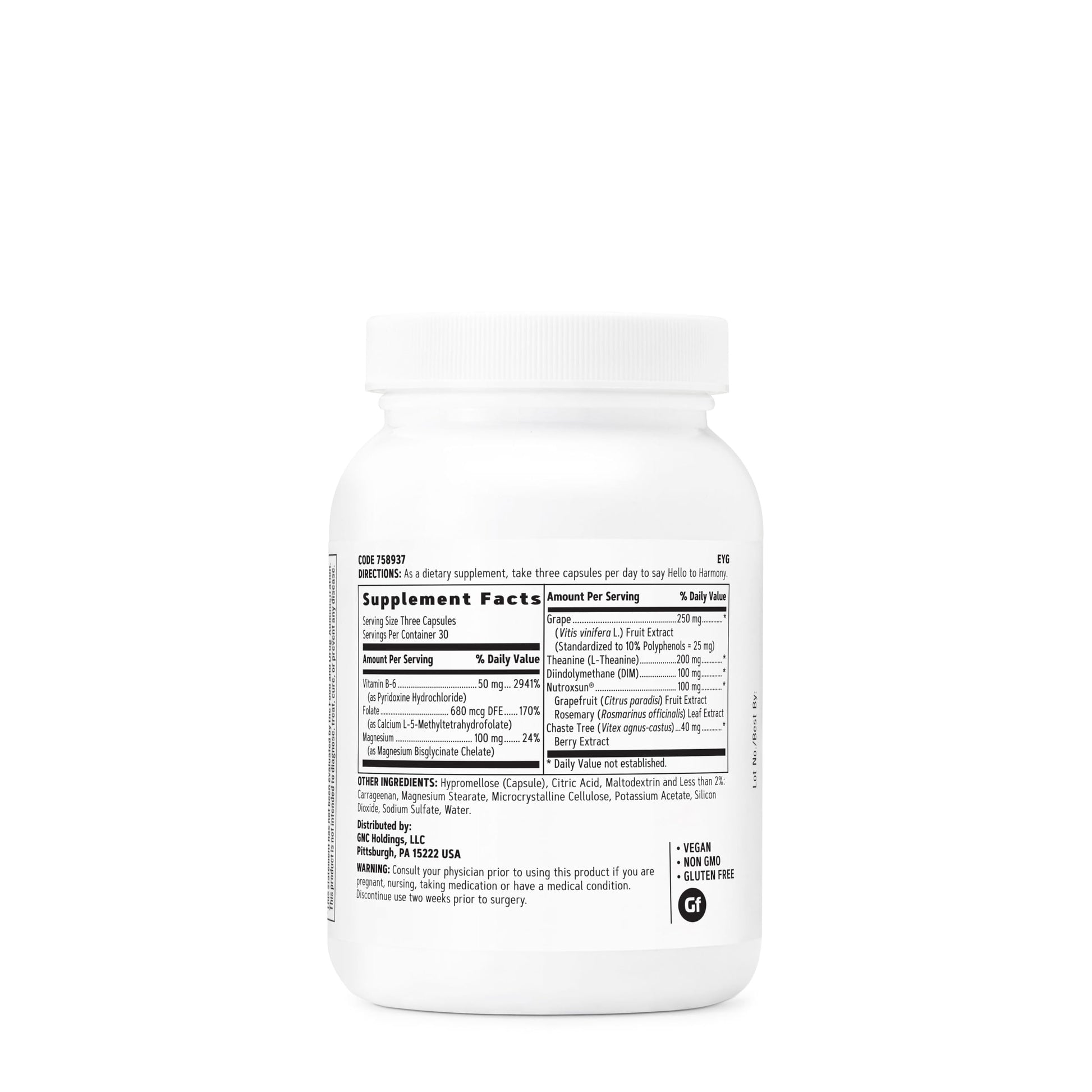 GNC Women's Hello Harmony | Clinically Proven Hormonal Support for Women | Supports Mood, Skin, and Stress Management | Vegan and Gluten Free | 90 Count GNC uk supplements