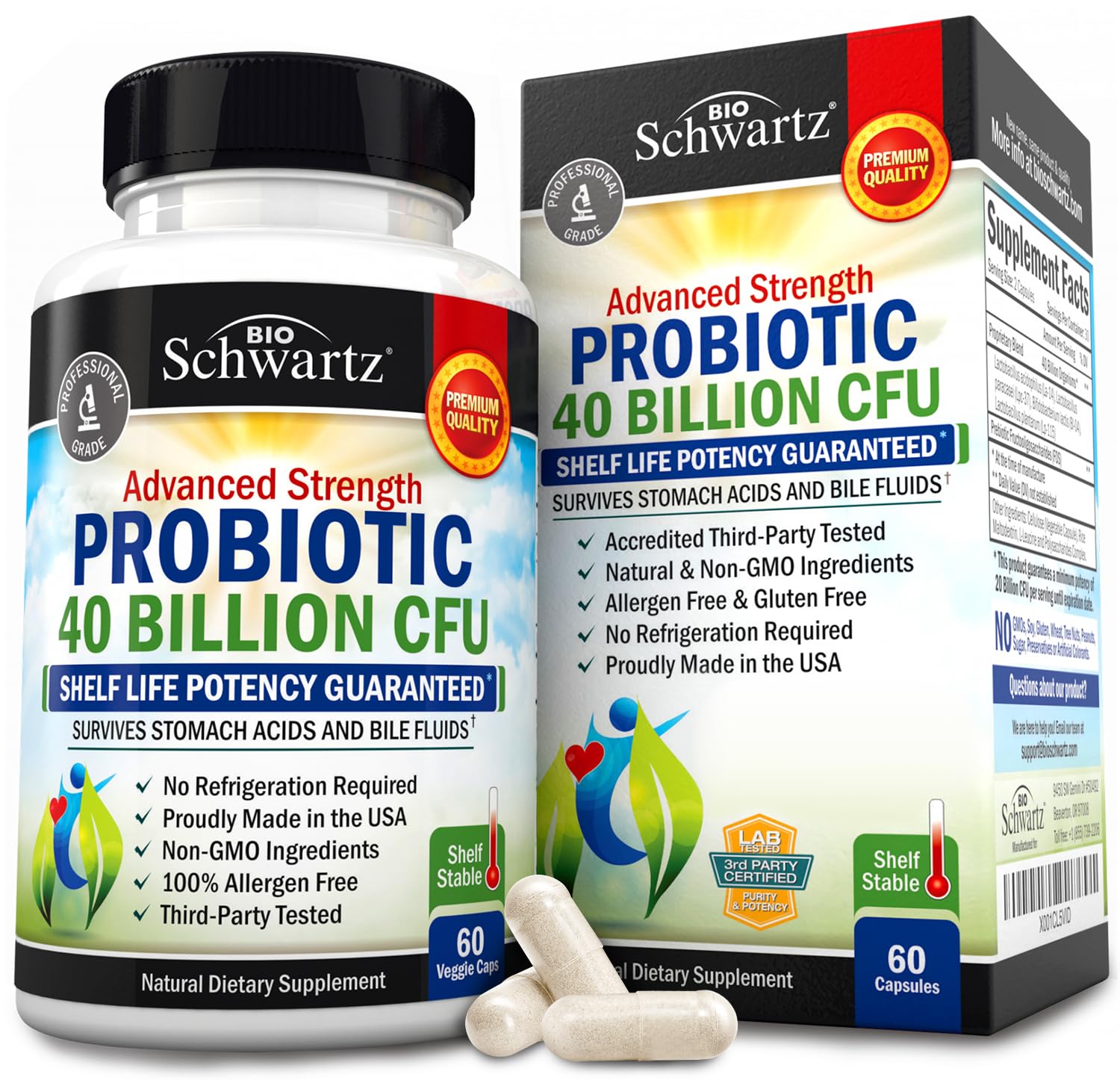Daily Probiotic Supplement with 40 Billion CFU - Gut Health Complex with Astragalus BioSchwartz uk supplements