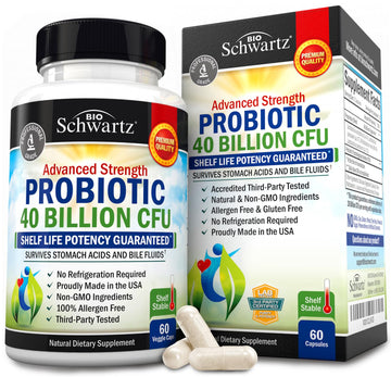 Daily Probiotic Supplement with 40 Billion CFU - Gut Health Complex with Astragalus BioSchwartz uk supplements