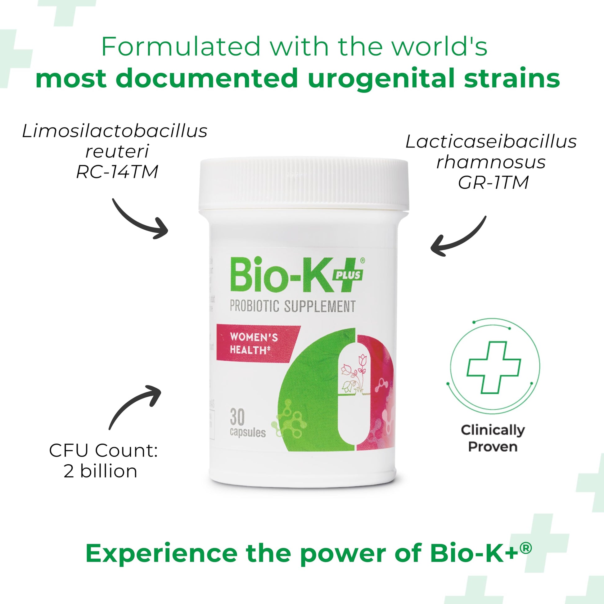 Bio-K+ Probiotic for Women support for Vaginal & Urinary Tract Health, Probiotic Supplement with 2 Billion CFU 2 Strains, Vegan, Shelf-Stable – 30 Capsules Bio-K Plus uk supplements