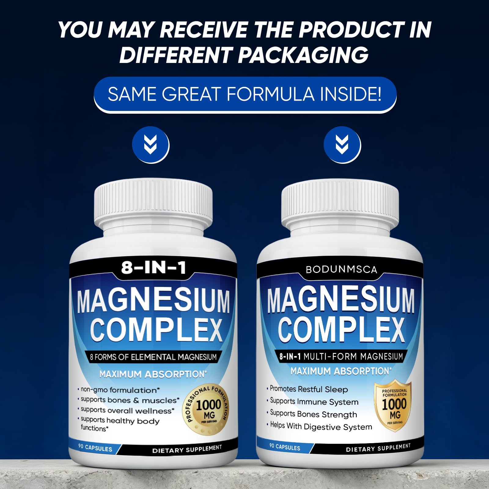 Magnesium Complex, 8 in 1, 1000mg-Glycinate, Citrate, Malate for Easy Absorption, Full Spectrum Magnesium Complex,Supports Relaxation, Sleep & Muscle Function, Magnesio Complex for Women, 180 Capsules BODUNMSCA uk supplements