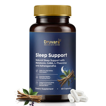 Druvara Natural Sleep Aid for Adults with Melatonin, GABA, L-Theanine & Ashwagandha, Natural Sleep Supplement for Deep, Restful Sleep - 60 Capsules Druvara uk supplements