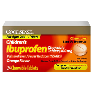 GoodSense Children's Ibuprofen Chewable Tablets, 100 mg, 24 Count, Pain Reliever and Fever Reducer (NSAID), Temporarily Reduces Fever and Relieves Minor Aches and Pain GoodSense uk supplements