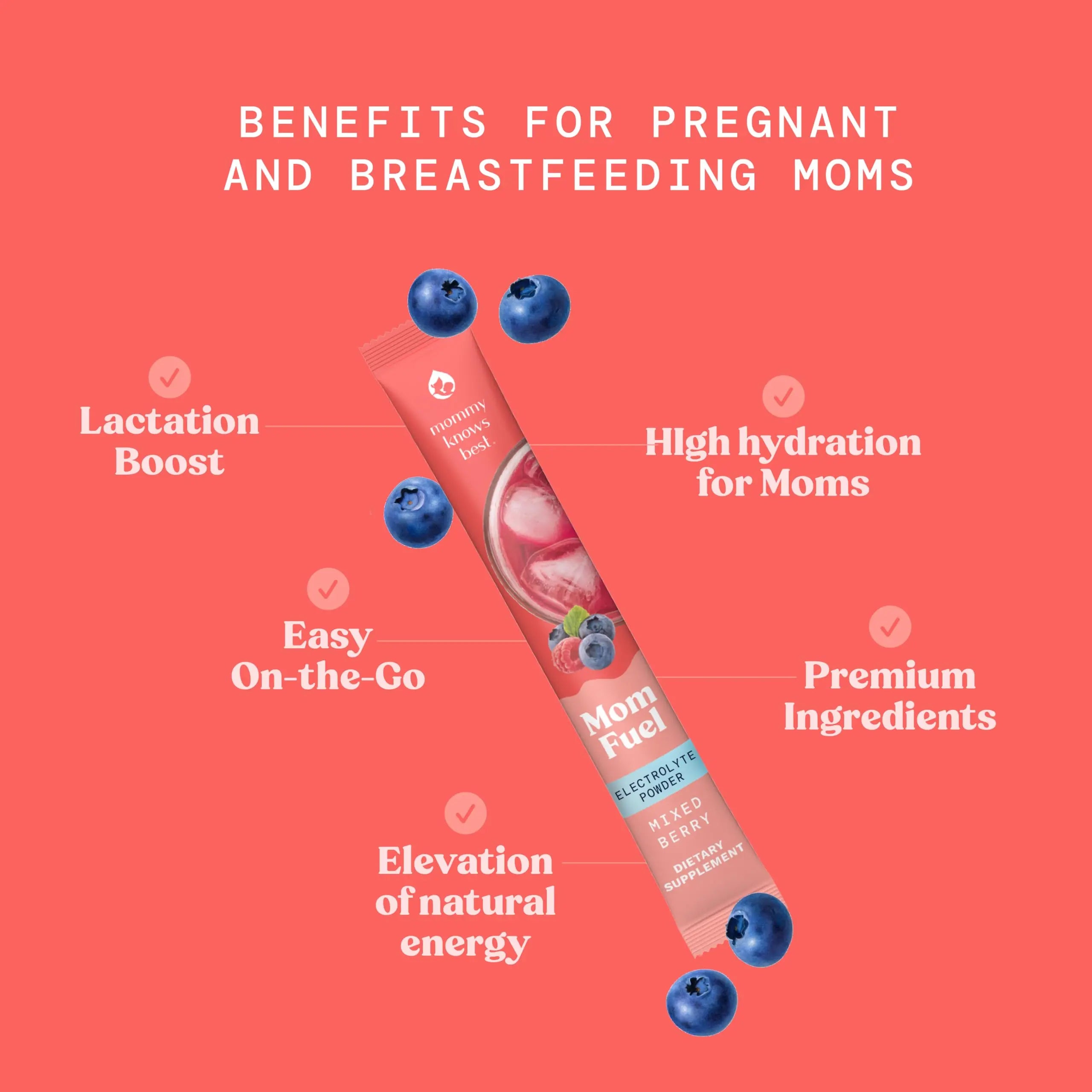 Mommy Knows Best Mom Fuel Electrolyte Drink Mix for Moms, Hydration Support - for Pregnancy, Prenatal, Electrolytes + Trace Minerals, Lactation Drink Mix Supplement (32 Count) Mommy Knows Best uk supplements