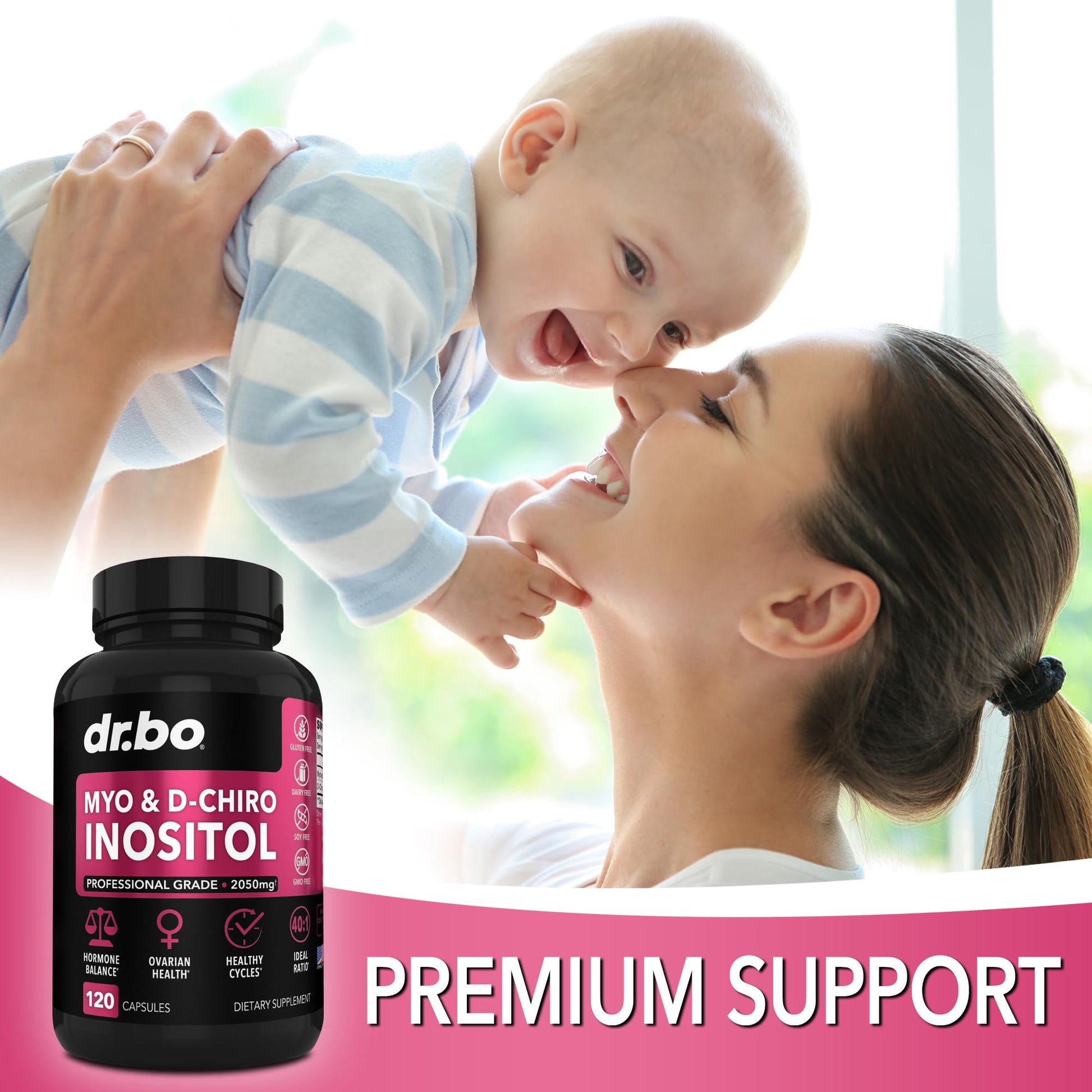 Myo-Inositol & D-Chiro Inositol Supplement Capsules - 40:1 Ratio Hormone Balance DR. BO uk supplements
