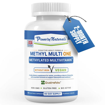 Power By Naturals Methyl Multi One - Iron-Free Methylated Multivitamin with Quatrefolic 5-MTHF, Active B12, P5P, CoQ10 & Zinc for MTHFR Support Power By Naturals uk supplements