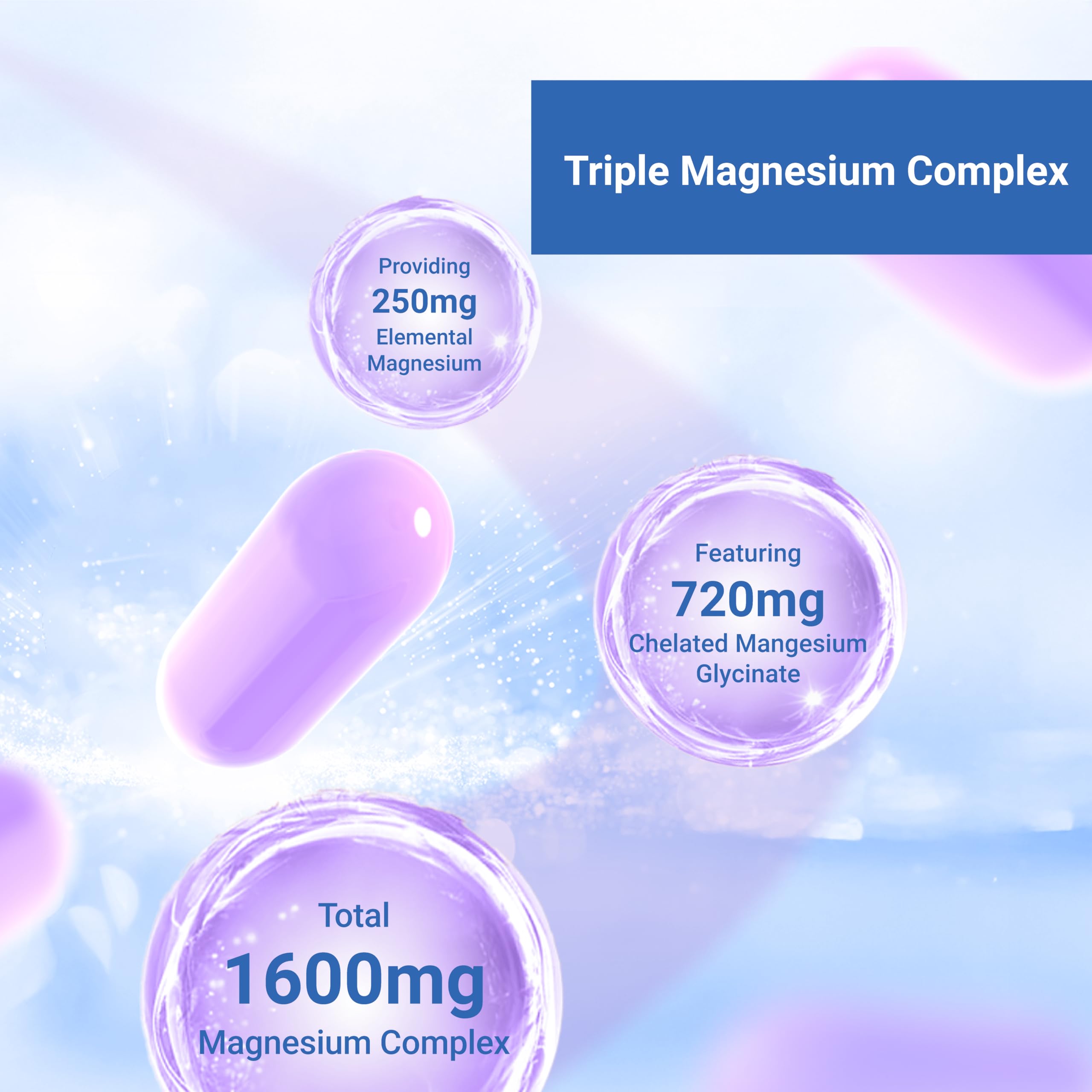 Naturalis Vegan Triple Magnesium Complex | Chelated Glycinate, Citrate & Oxide 1600mg Delivers 250mg Elemental Magnesium | Easily Absorbed for Stress, Muscle, Heart, Bone Support* | 60 Softgels Naturalis uk supplements