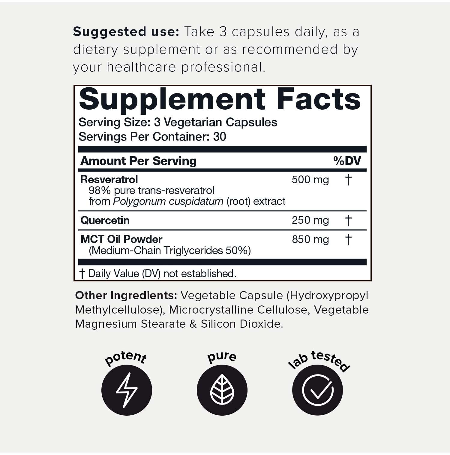 Toniiq 1600mg Resveratrol Blend - Ultra High Purity and 3rd Party Tested - with MCT Toniiq uk supplements