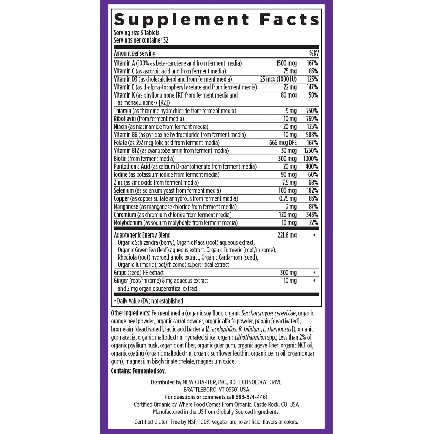 New Chapter Energy Supplement - Perfect Energy Multivitamin for Balanced Energy + Stress Support with B Vitamins + Vitamin D3 New Chapter uk supplements