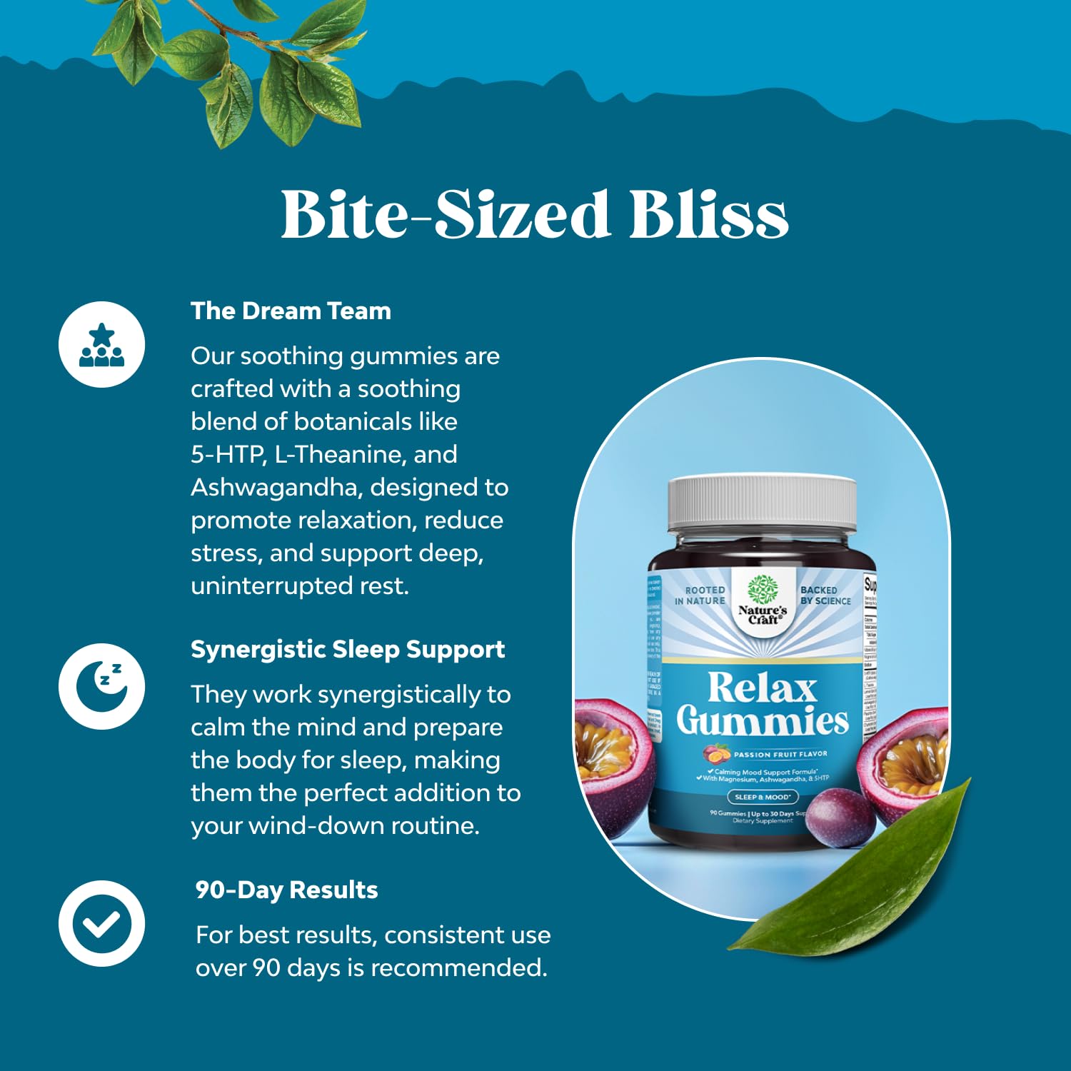 Pure Calm and Relaxing Magnesium Supplement - Magnesium for Stress Support & Rest Ease for Adults - High Absorption Mg Citrate Gummies with L Theanine & Ashwagandha for Muscle Cramps - 90 Count Natures Craft uk supplements