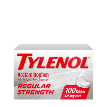 Tylenol Regular Strength Tablets with 325 mg of Acetaminophen, Fever Reducer & Pain Reliever for Headache, Backache, Muscle Aches, Joint Pain & Menstrual Cramps, 100 ct Tylenol uk supplements