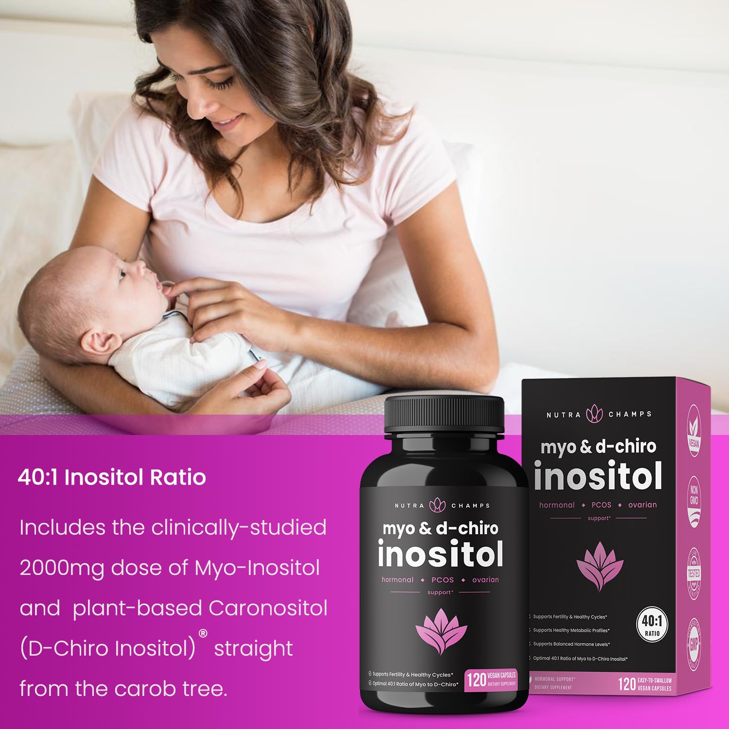 NutraChamps Myo-Inositol & D-Chiro Inositol Supplement | Ovarian & PCOS Support NutraChamps uk supplements