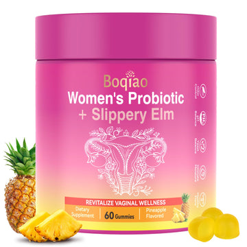 Feminine Probiotics Gummies with Slippery Elm - 60 Pineapple Gummies for Women ph Balance, Vaginal Probiotics Supports Flora, Gut Health & Immune System, Prebiotics & Lactobacillus Blend (Pineapple) Boqiao uk supplements