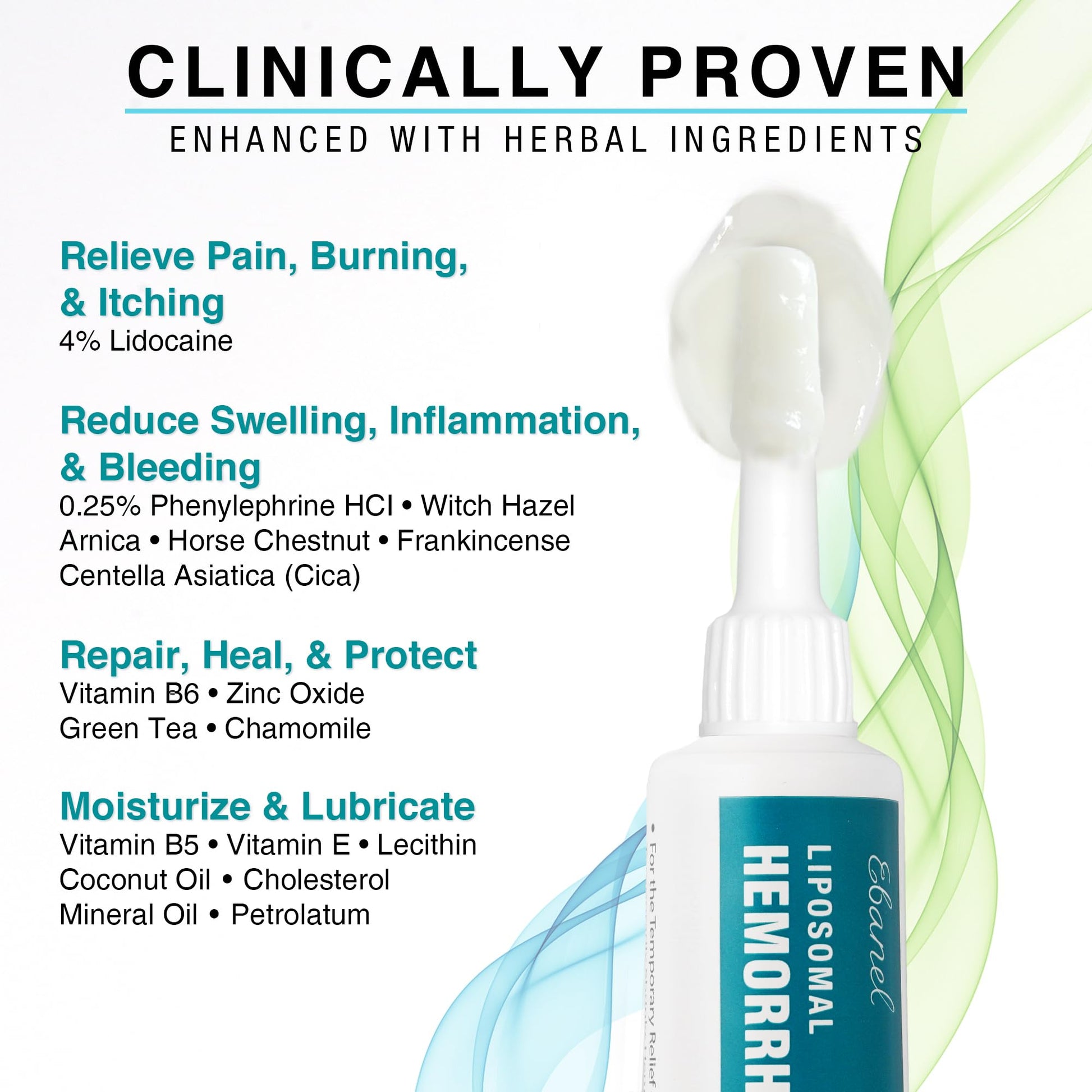 Ebanel 4% Lidocaine Hemorrhoid Treatment Ointment with Phenylephrine, Witch Hazel, Vitamin B6, Zinc Oxide, Frankincense, External and Internal Hemorrhoids Treatment Burn Itch Pain Relief Anal Cream Ebanel uk supplements