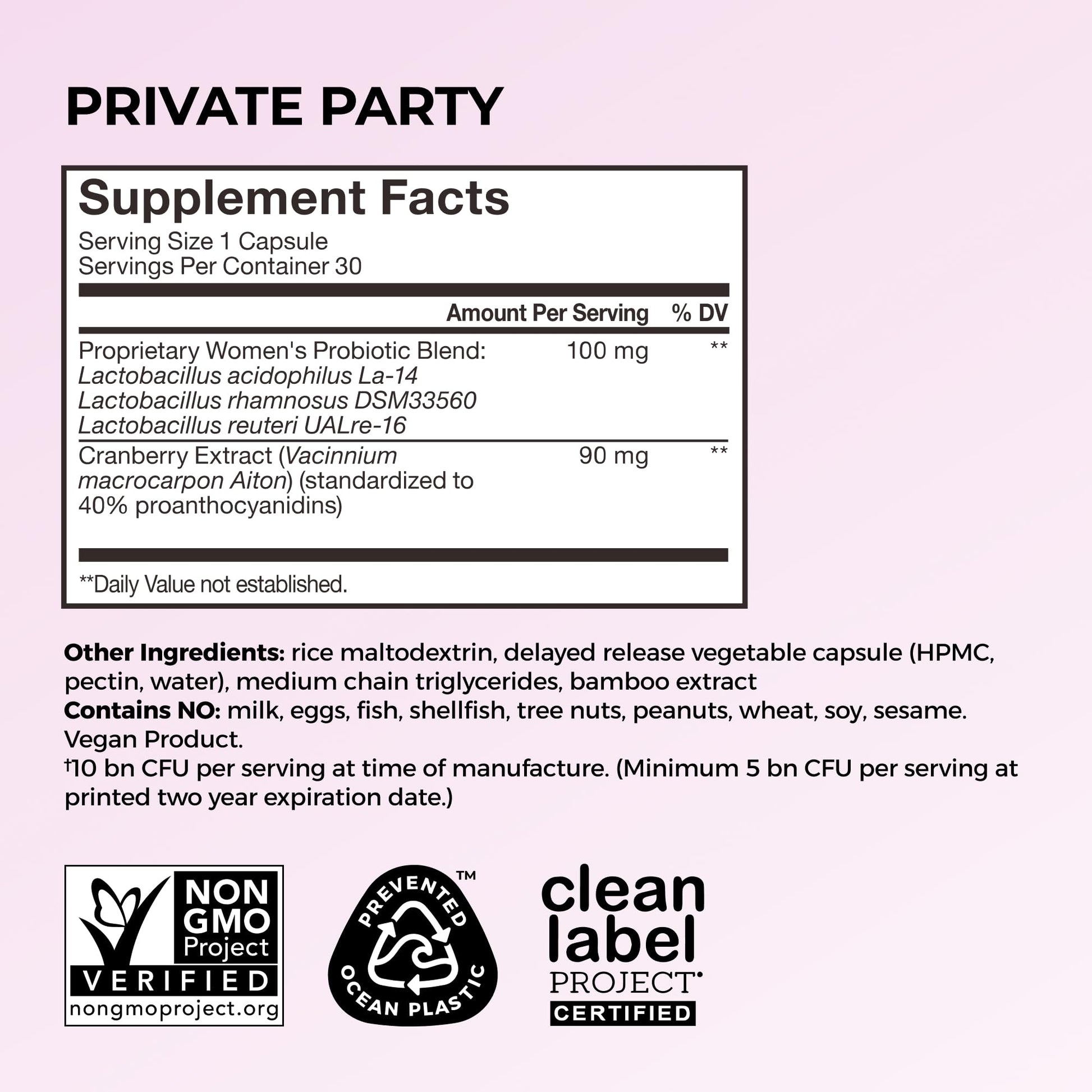 HUM Private Party Vaginal Probiotics for Women, pH Balance and Urinary Tract Support Vaginal Probiotic Supplement with Cranberry & Lactobacillus Blend, Women's Health Cranberry Pills, 30 Capsules HUM uk supplements