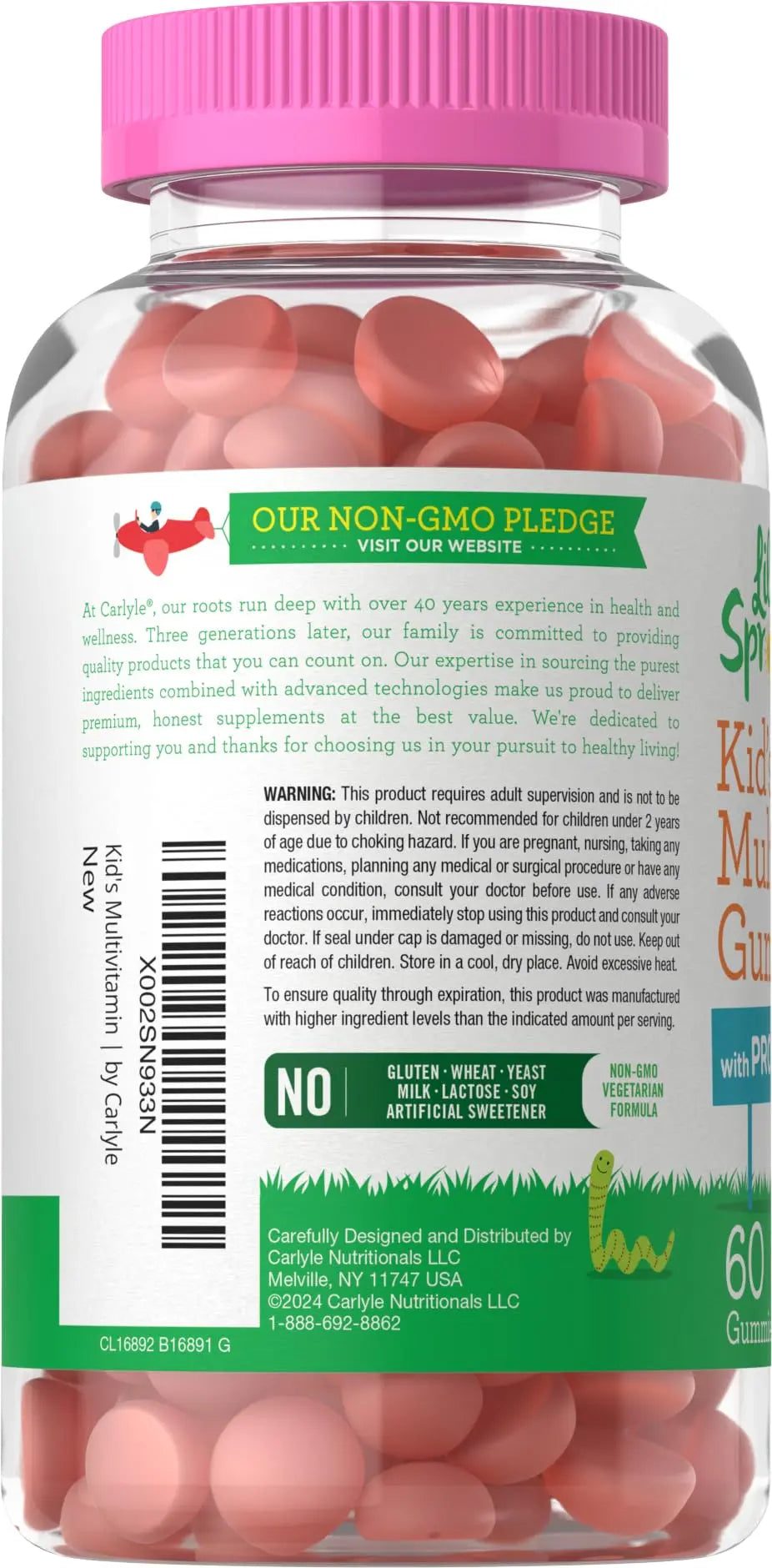 Carlyle Kids Multivitamin Gummies with Probiotics | 60 Chewables | Berry Flavor | Vegetarian, Non-GMO, Gluten Free Children's Supplement | by Lil' Sprouts | Carlyle uk supplements
